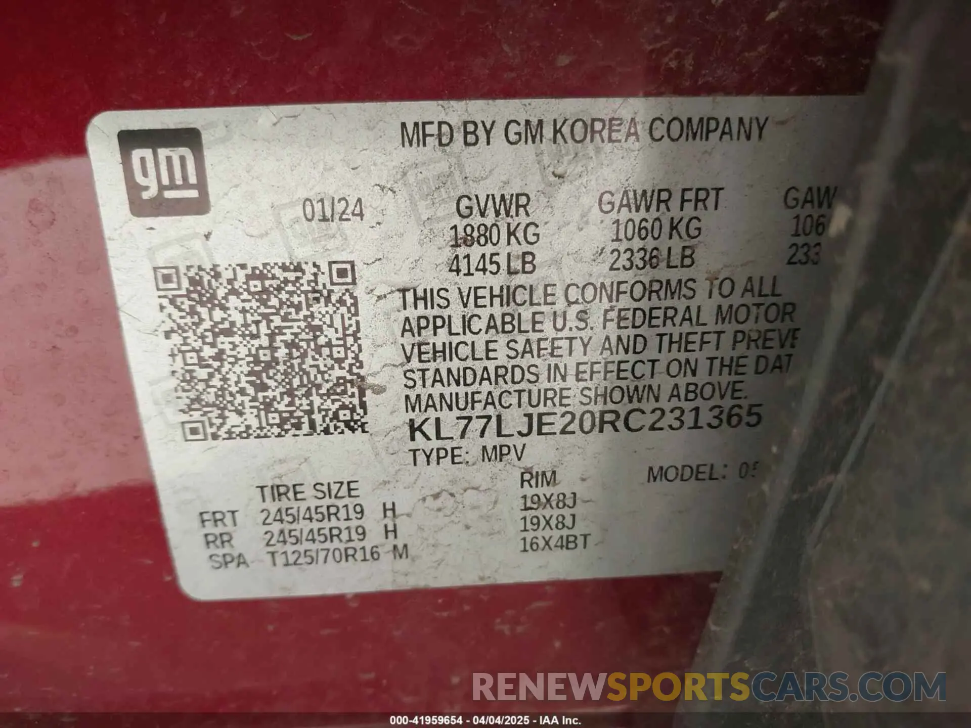 9 Фотография поврежденного автомобиля KL77LJE20RC231365 CHEVROLET TRAX 2024