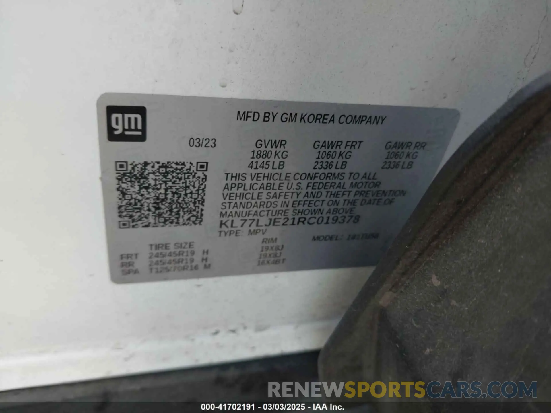 9 Фотография поврежденного автомобиля KL77LJE21RC019378 CHEVROLET TRAX 2024