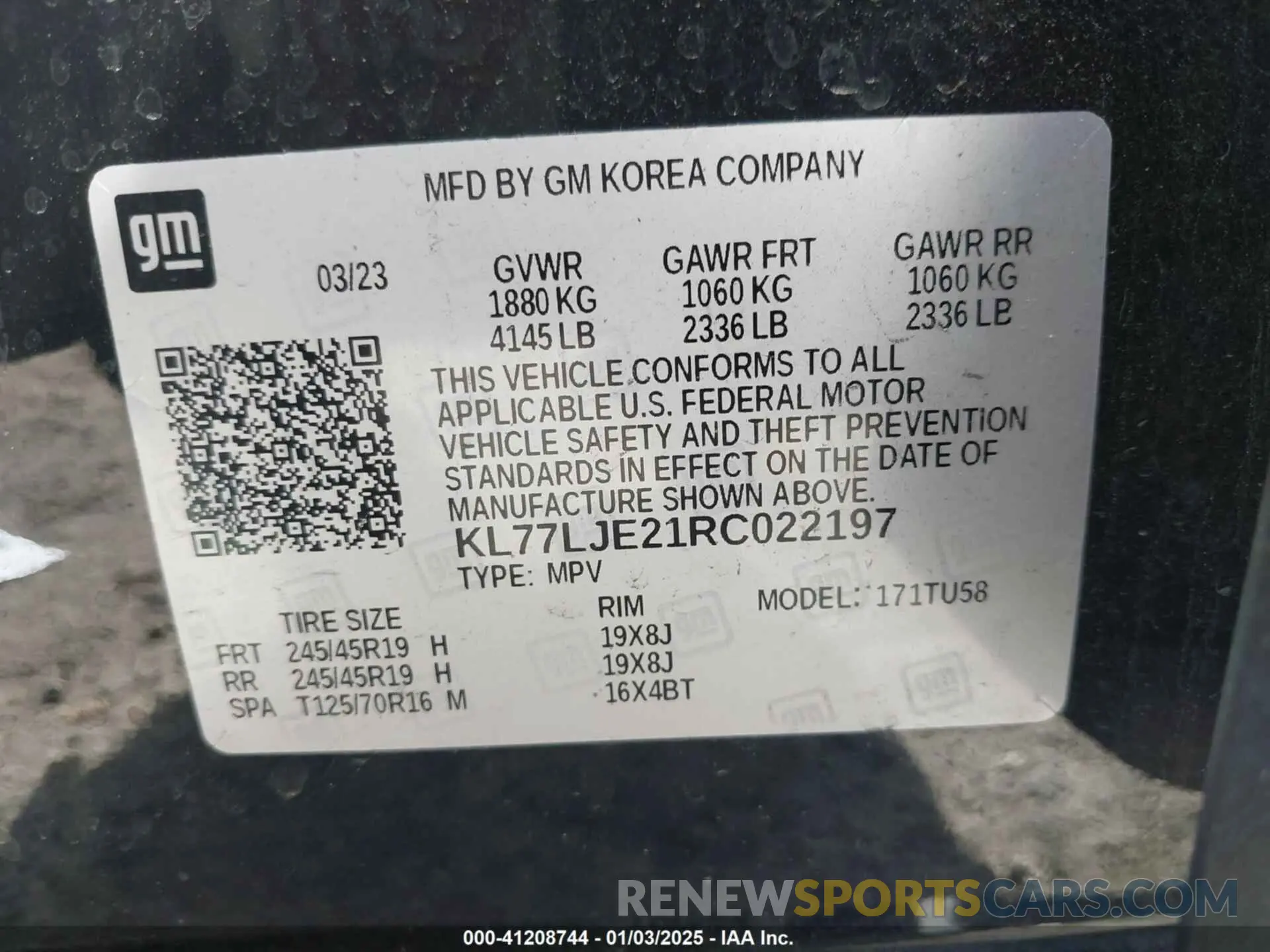 9 Фотография поврежденного автомобиля KL77LJE21RC022197 CHEVROLET TRAX 2024