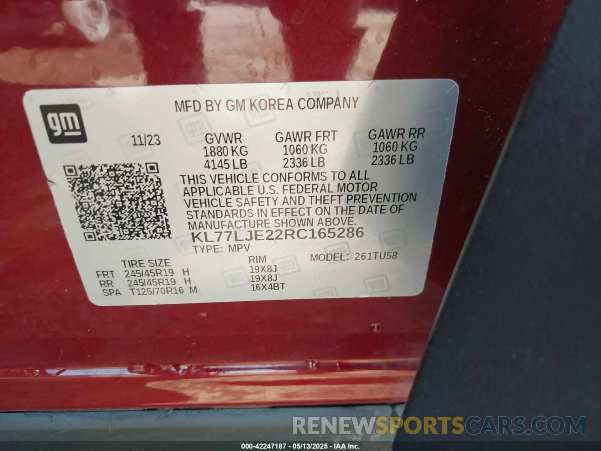 9 Фотография поврежденного автомобиля KL77LJE22RC165286 CHEVROLET TRAX 2024