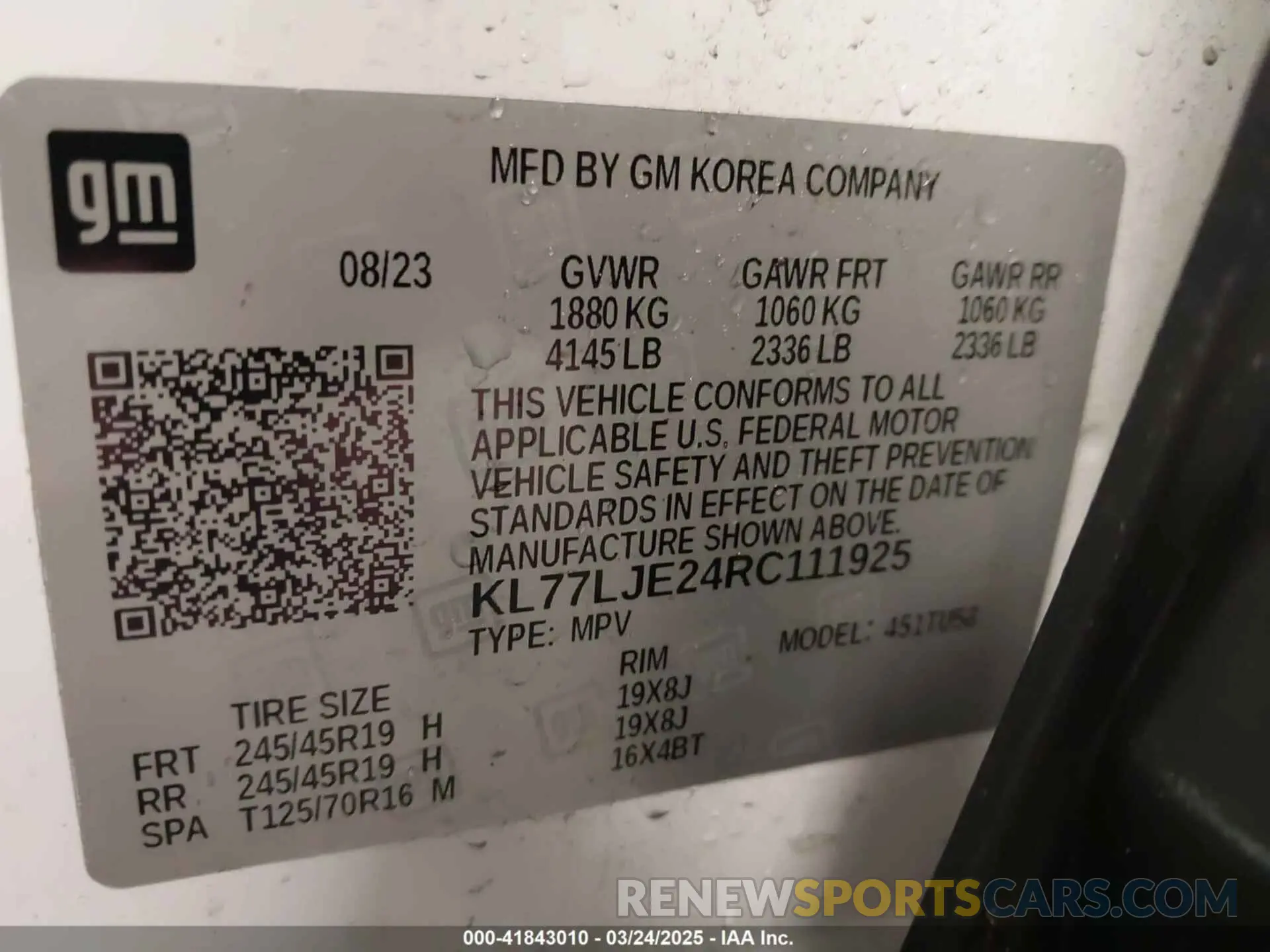 9 Photograph of a damaged car KL77LJE24RC111925 CHEVROLET TRAX 2024