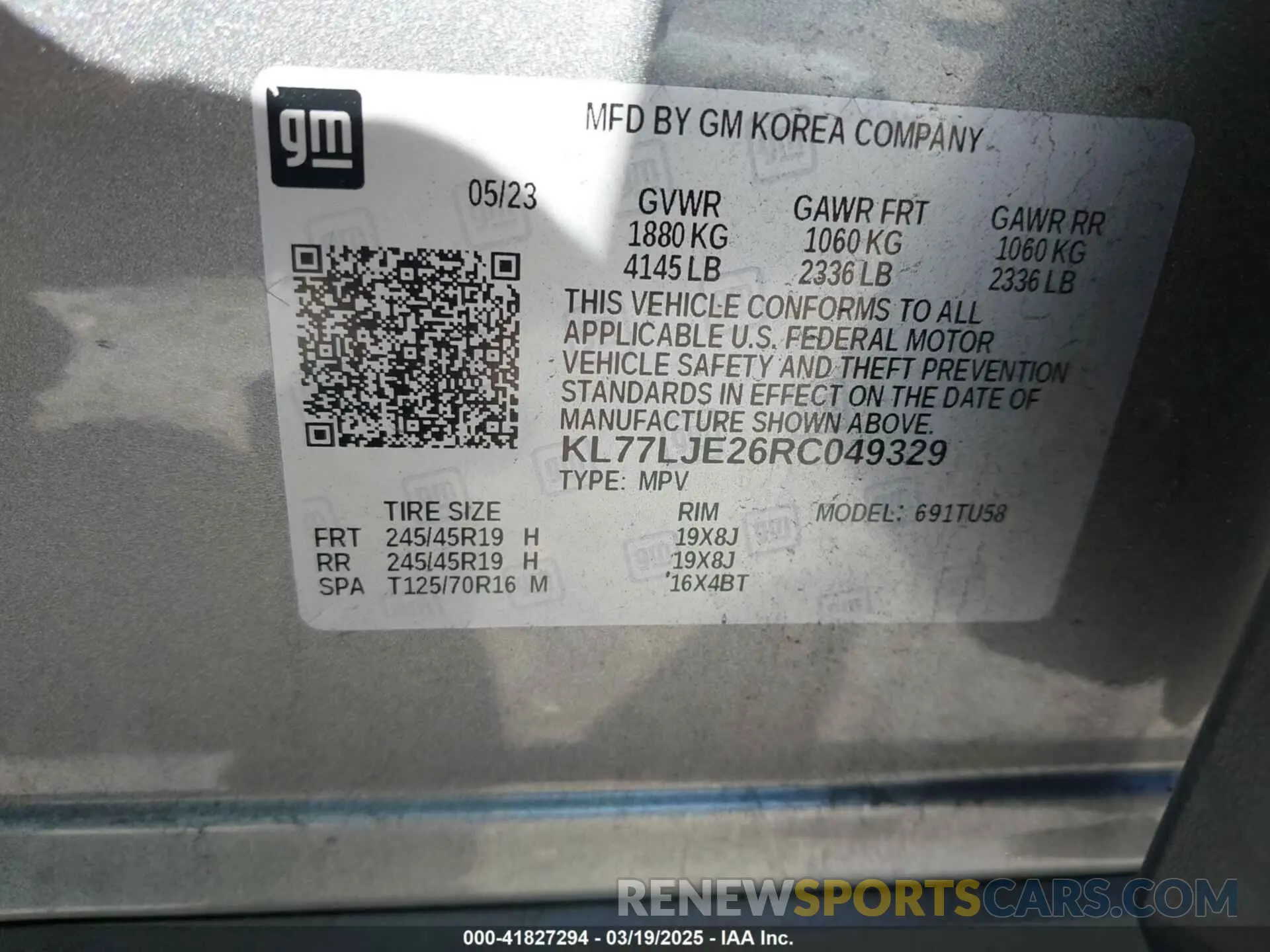 9 Фотография поврежденного автомобиля KL77LJE26RC049329 CHEVROLET TRAX 2024