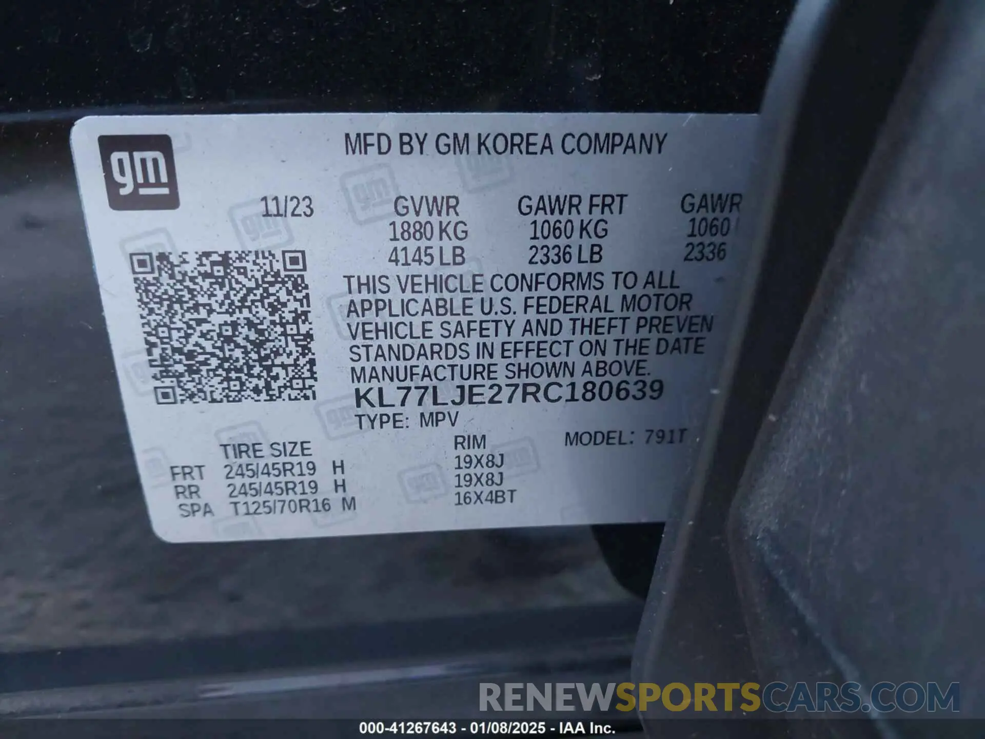 9 Photograph of a damaged car KL77LJE27RC180639 CHEVROLET TRAX 2024