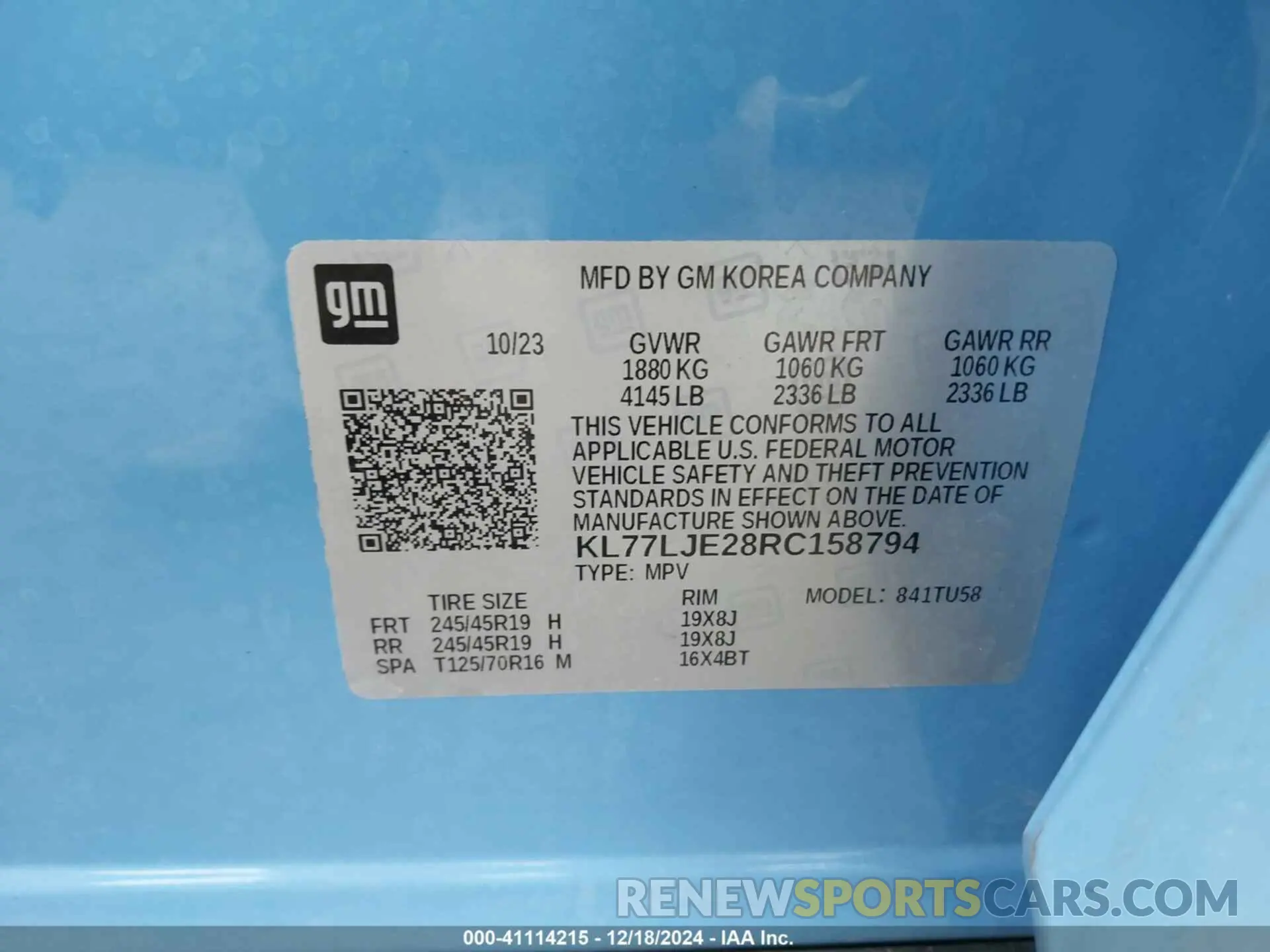 9 Фотография поврежденного автомобиля KL77LJE28RC158794 CHEVROLET TRAX 2024