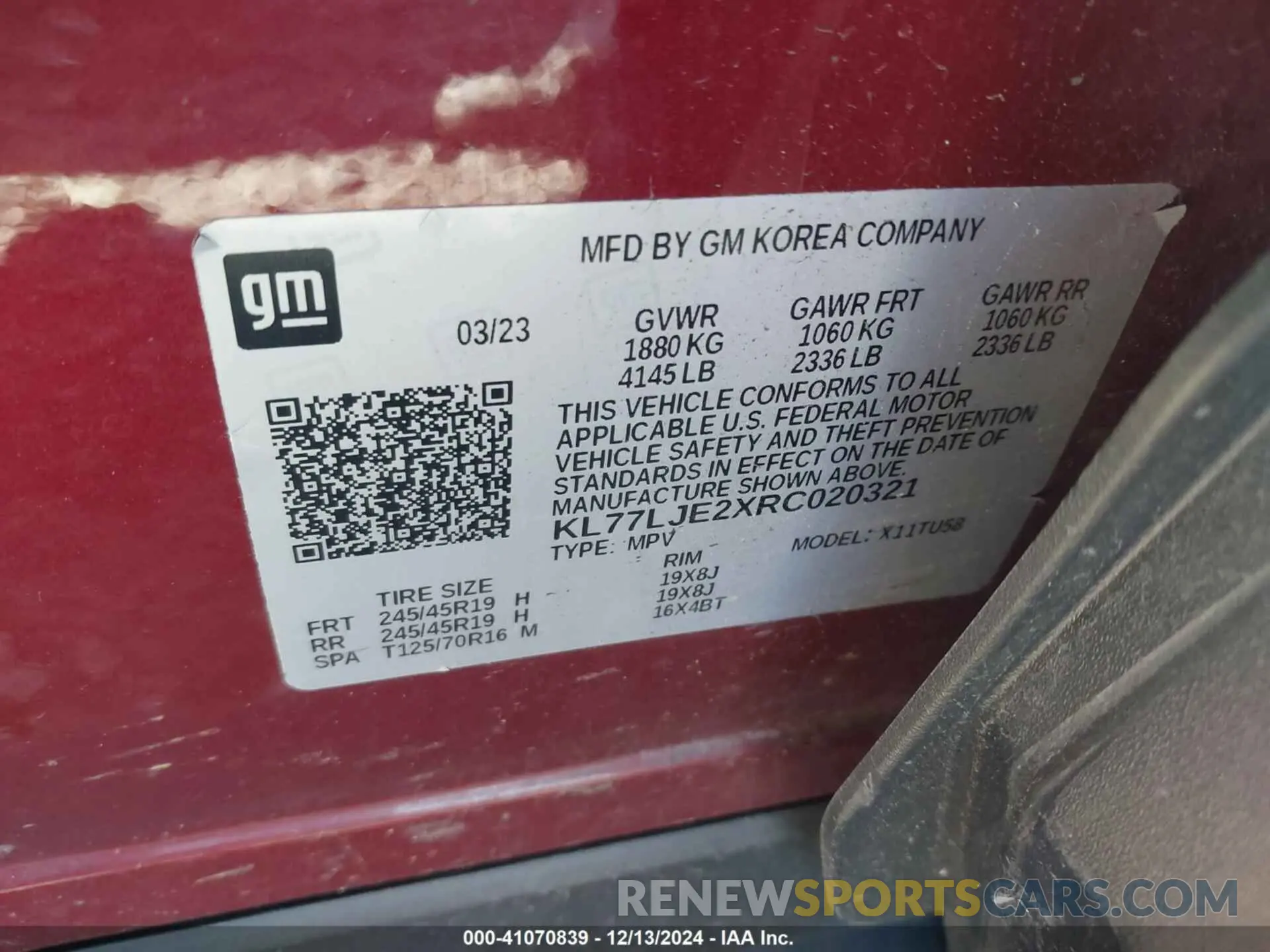 9 Photograph of a damaged car KL77LJE2XRC020321 CHEVROLET TRAX 2024