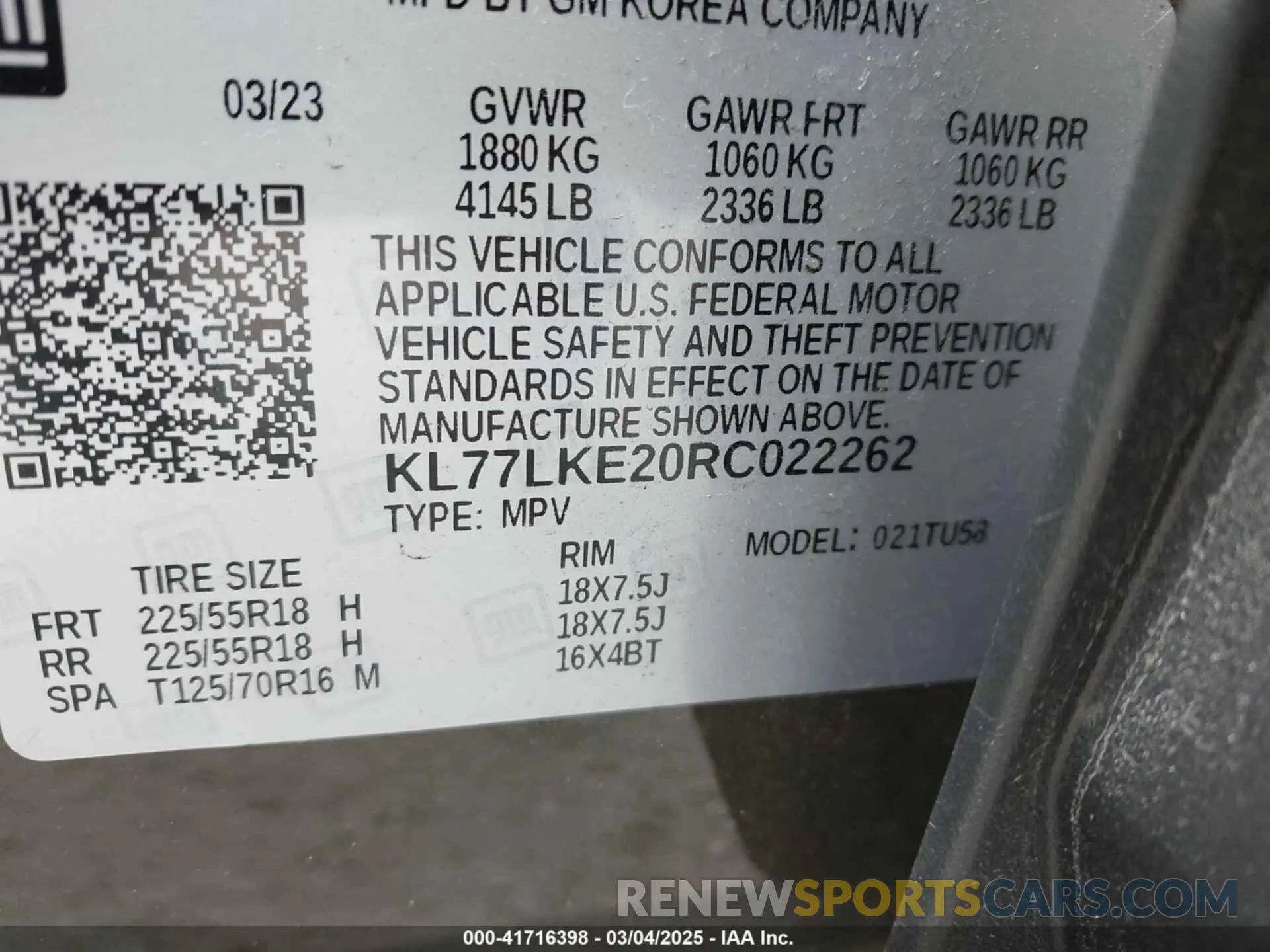 9 Фотография поврежденного автомобиля KL77LKE20RC022262 CHEVROLET TRAX 2024