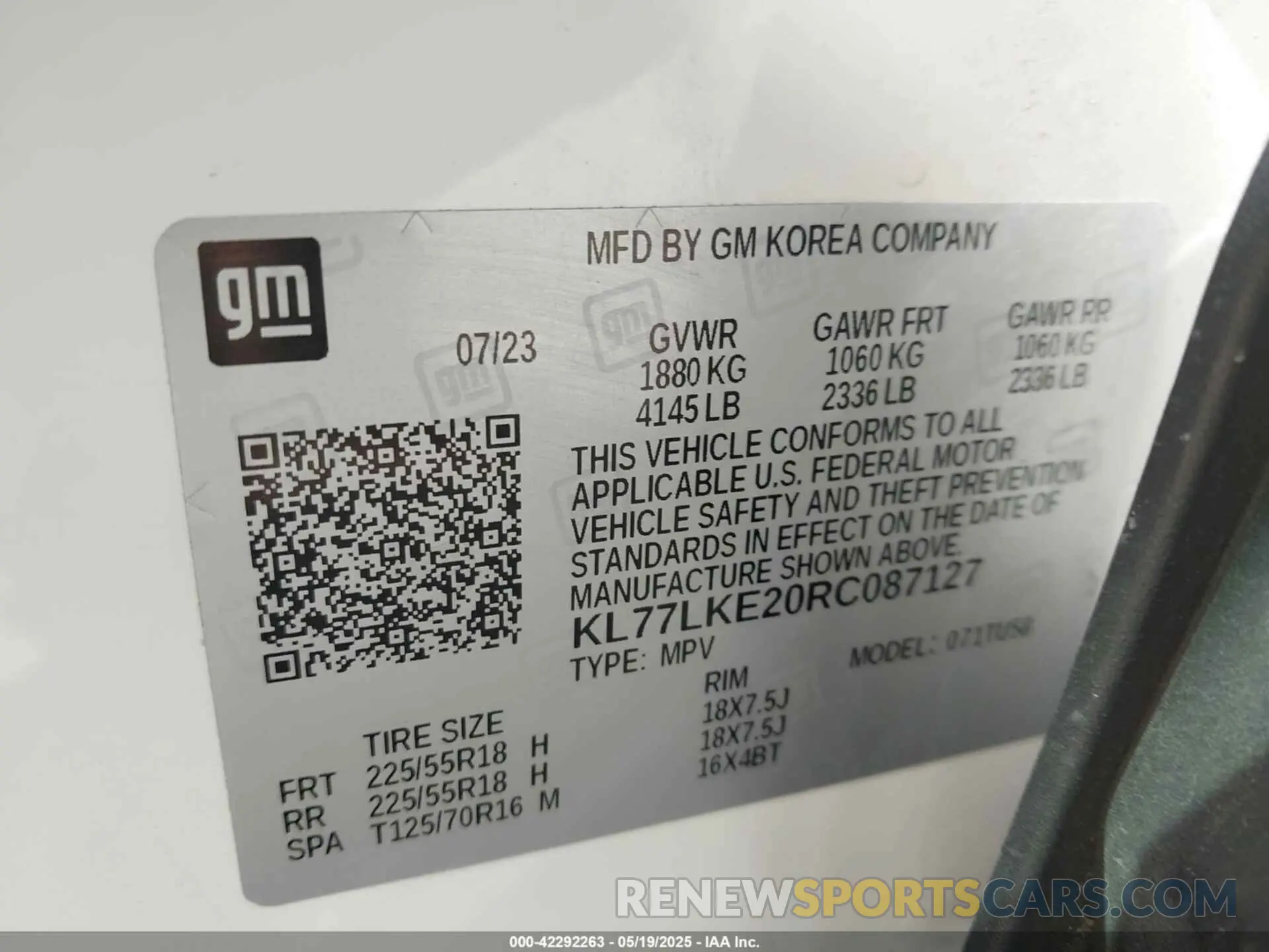 9 Photograph of a damaged car KL77LKE20RC087127 CHEVROLET TRAX 2024