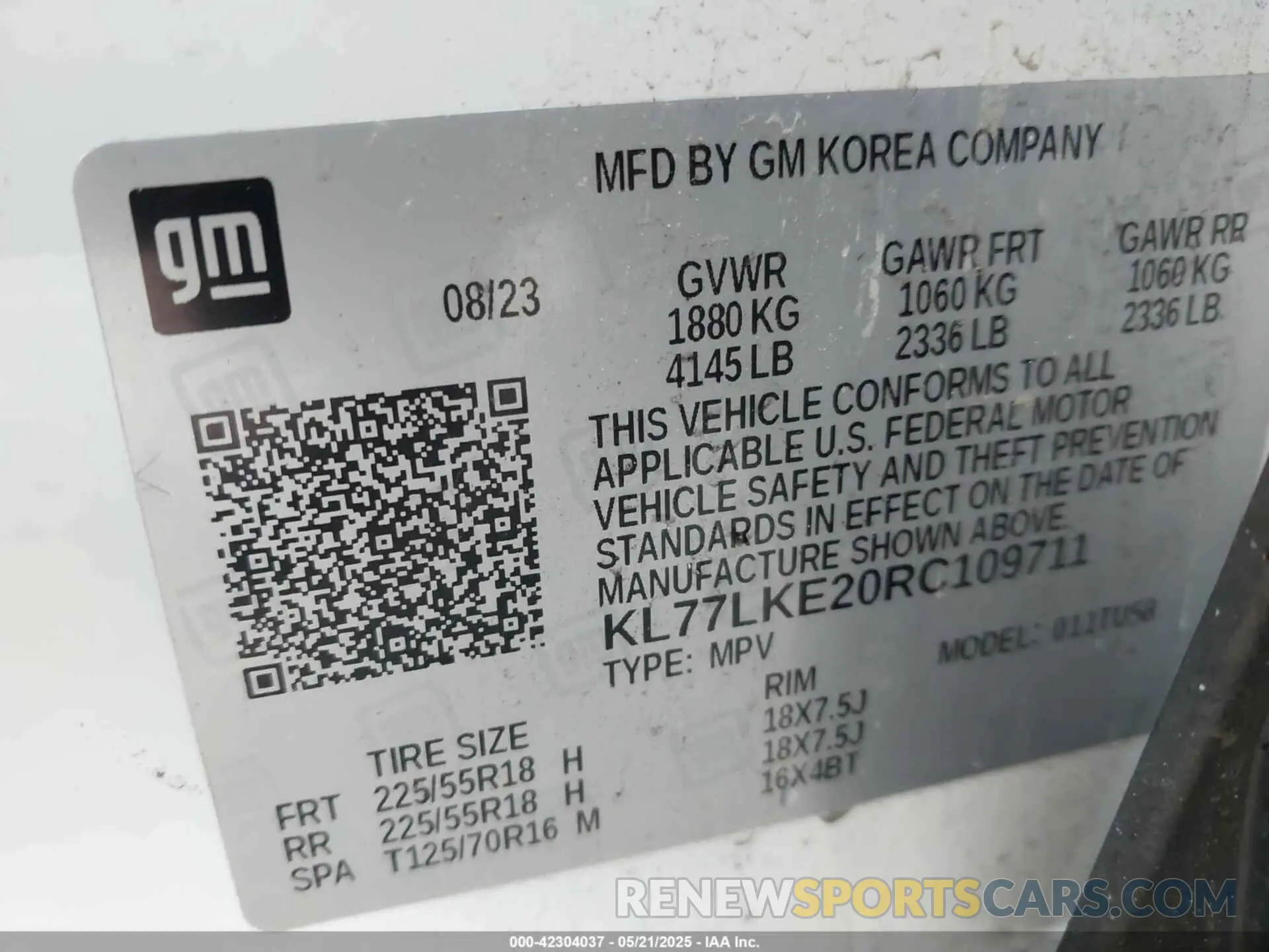 9 Photograph of a damaged car KL77LKE20RC109711 CHEVROLET TRAX 2024