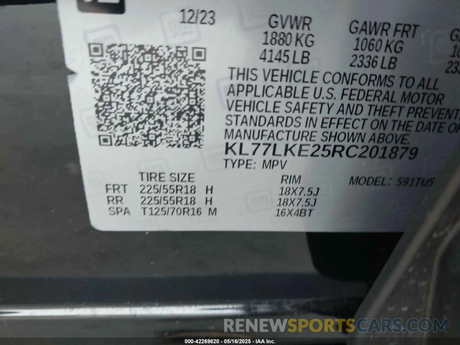 9 Photograph of a damaged car KL77LKE25RC201879 CHEVROLET TRAX 2024