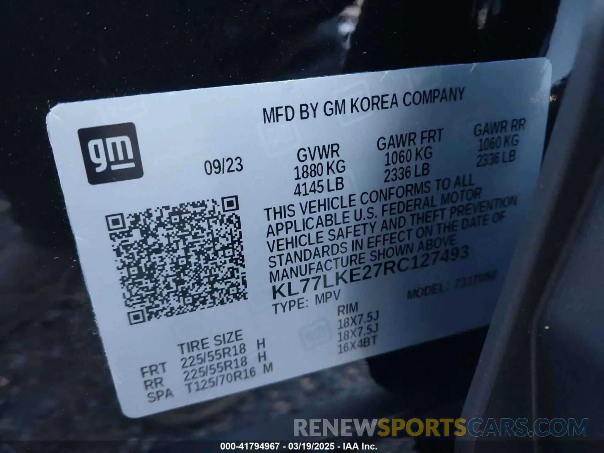 9 Фотография поврежденного автомобиля KL77LKE27RC127493 CHEVROLET TRAX 2024