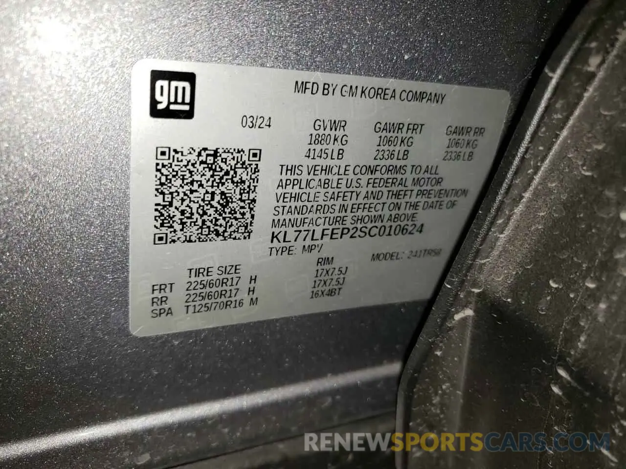12 Фотография поврежденного автомобиля KL77LFEP2SC010624 CHEVROLET TRAX 2025