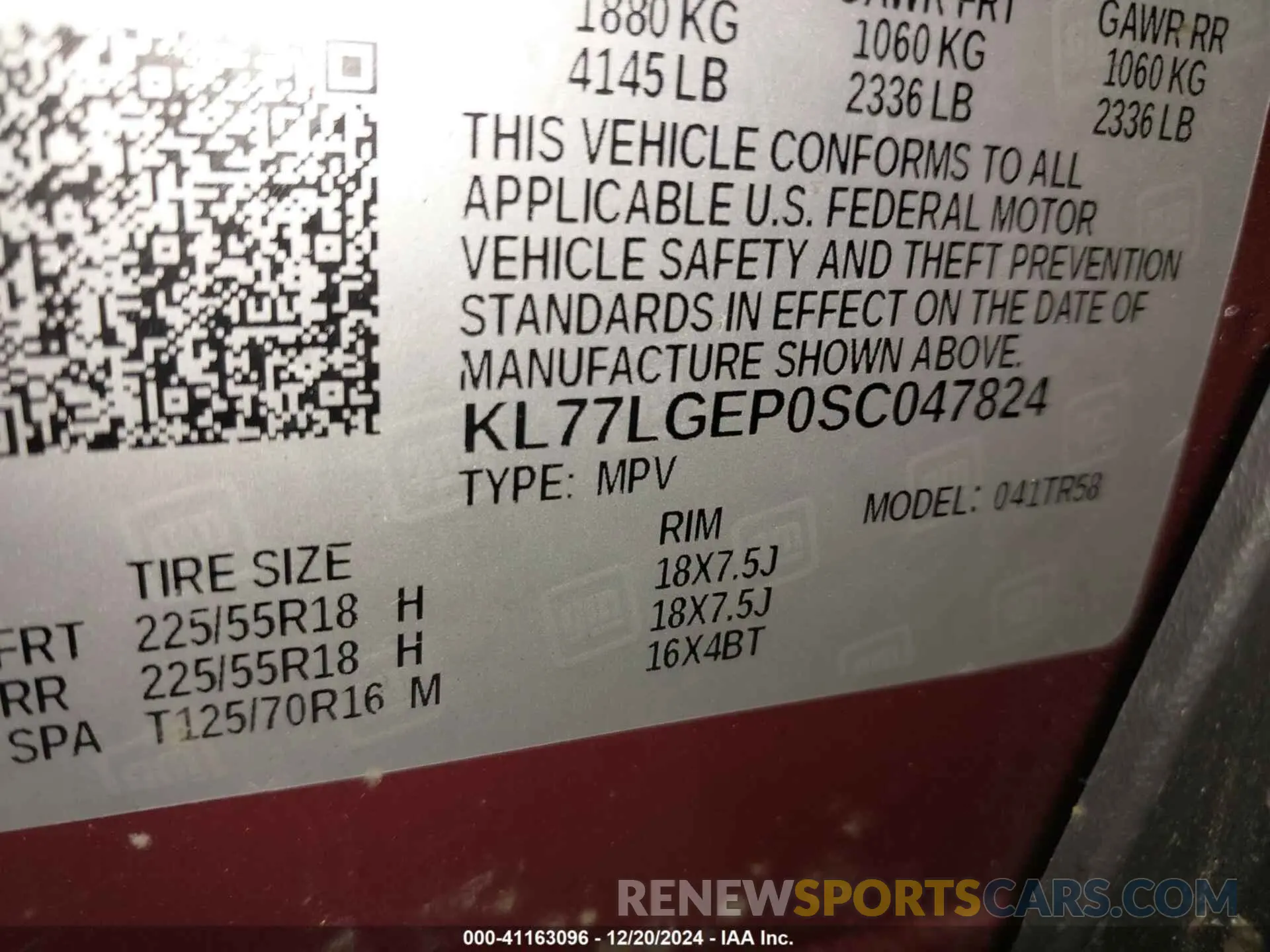 9 Фотография поврежденного автомобиля KL77LGEP0SC047824 CHEVROLET TRAX 2025