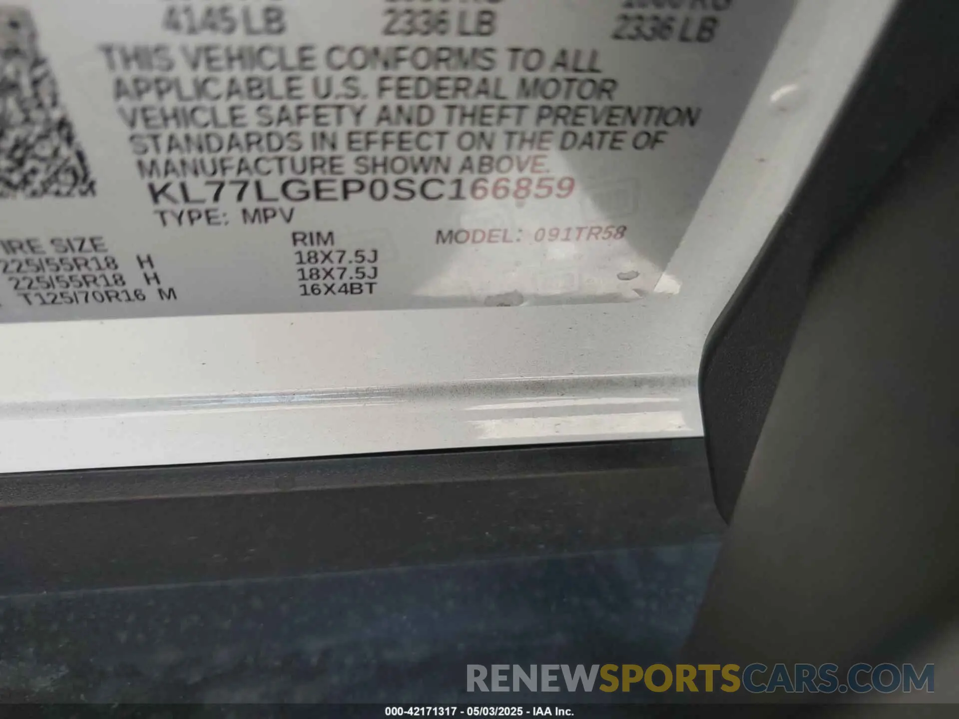 9 Photograph of a damaged car KL77LGEP0SC166859 CHEVROLET TRAX 2025
