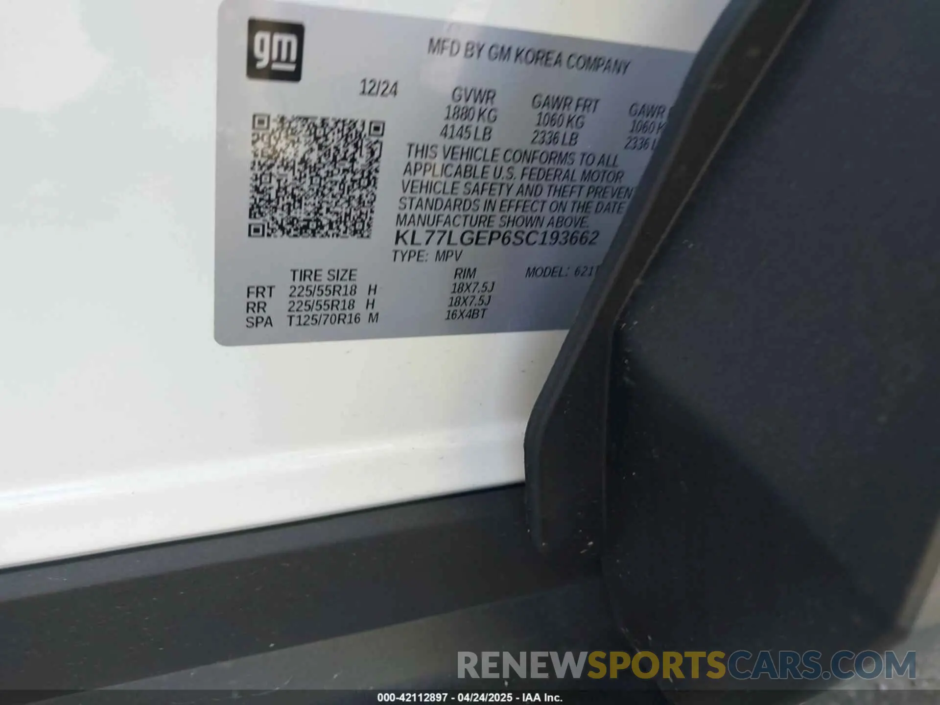 9 Фотография поврежденного автомобиля KL77LGEP6SC193662 CHEVROLET TRAX 2025