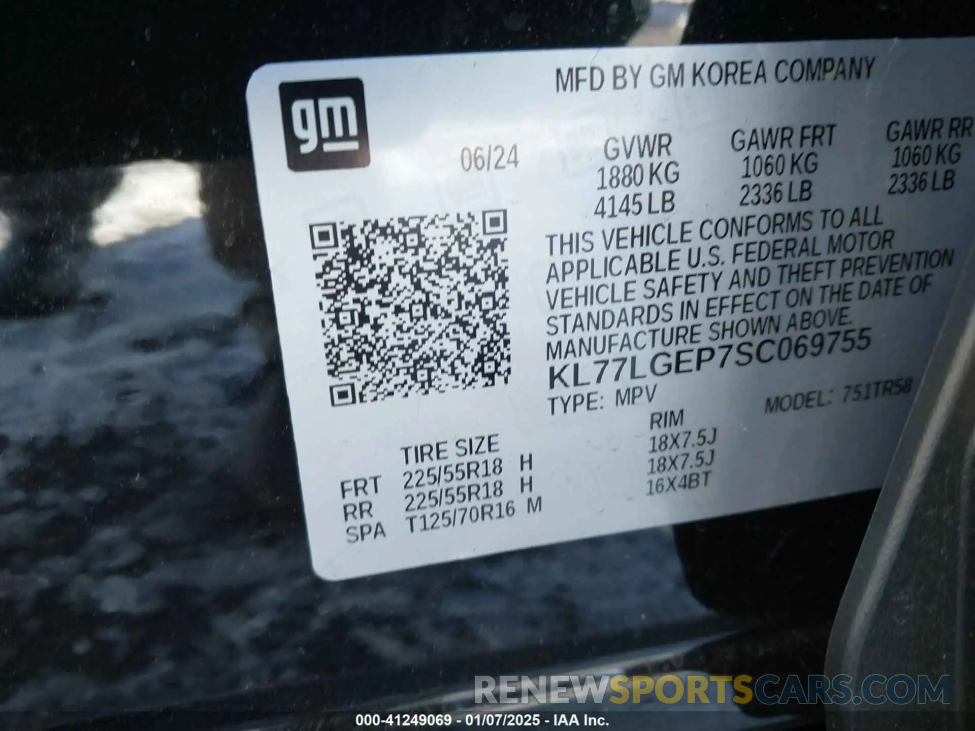 9 Photograph of a damaged car KL77LGEP7SC069755 CHEVROLET TRAX 2025