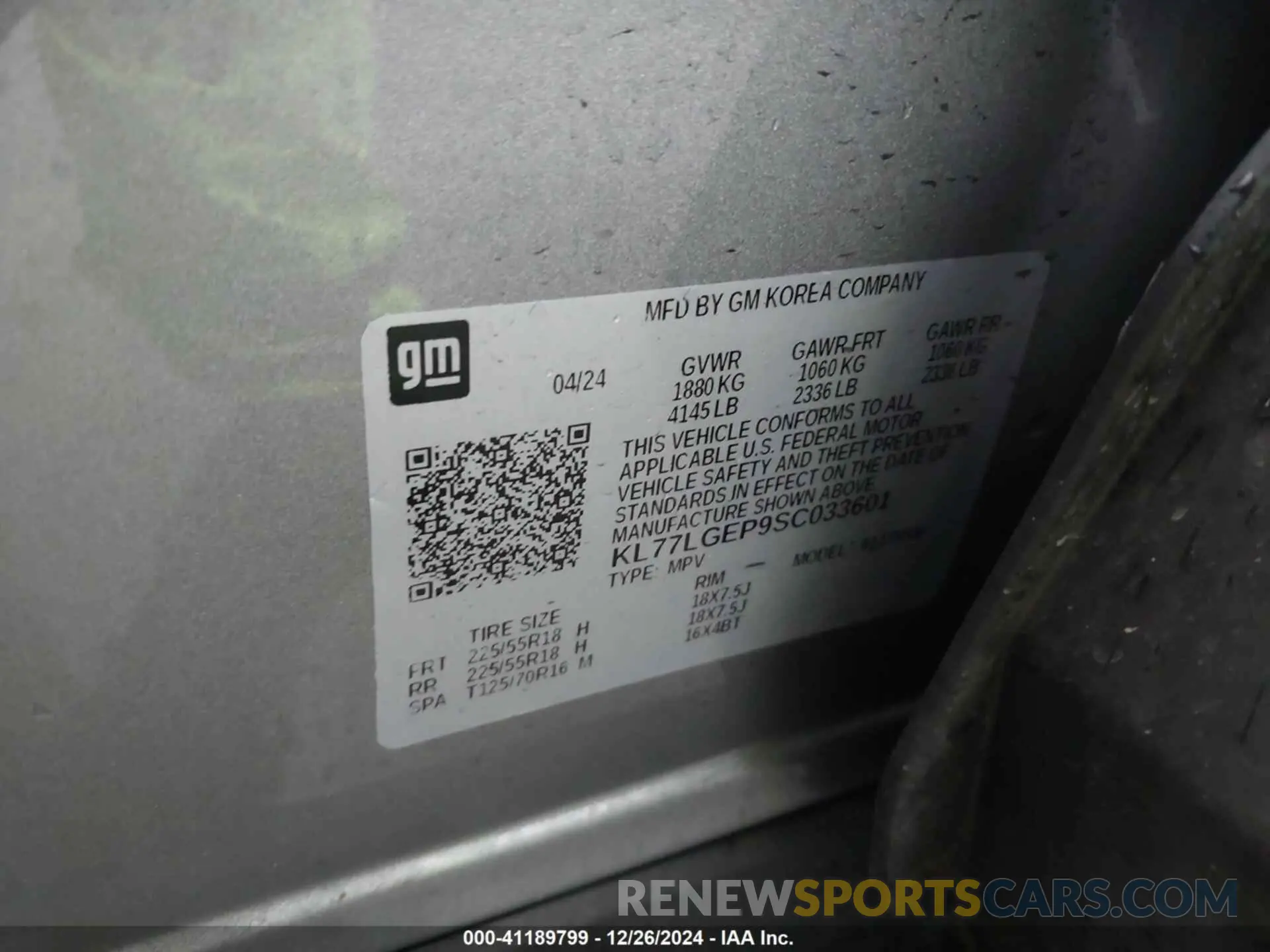 9 Photograph of a damaged car KL77LGEP9SC033601 CHEVROLET TRAX 2025