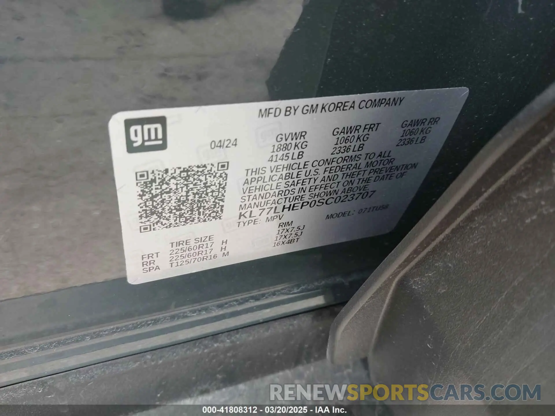 9 Фотография поврежденного автомобиля KL77LHEP0SC023707 CHEVROLET TRAX 2025