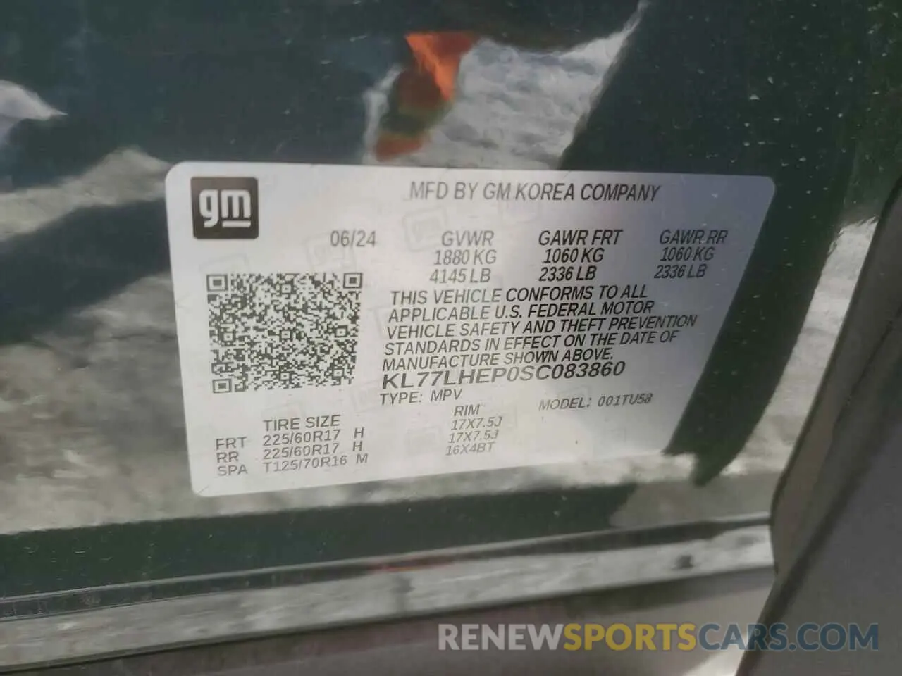 16 Photograph of a damaged car KL77LHEP0SC083860 CHEVROLET TRAX 2025