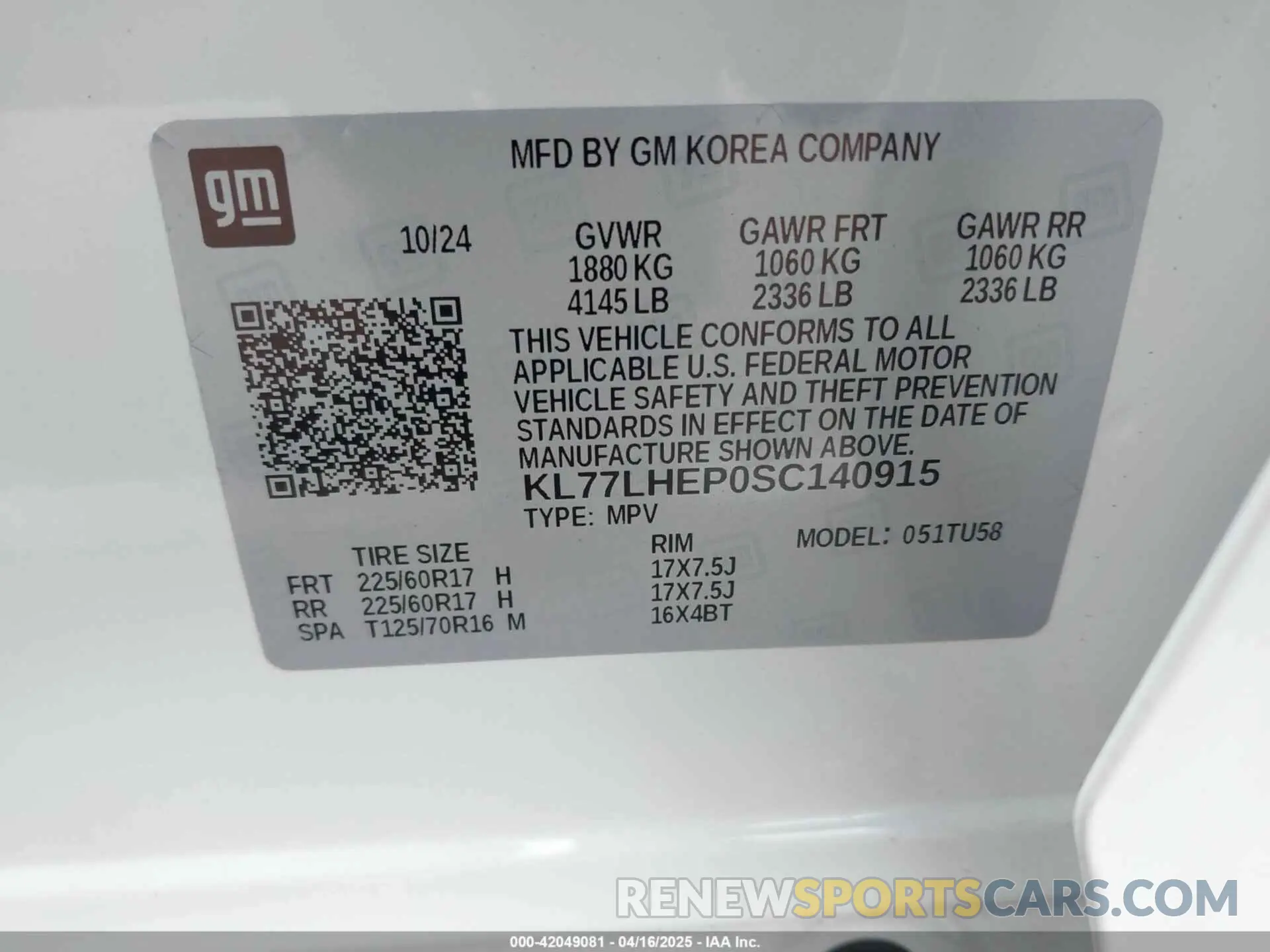 9 Photograph of a damaged car KL77LHEP0SC140915 CHEVROLET TRAX 2025