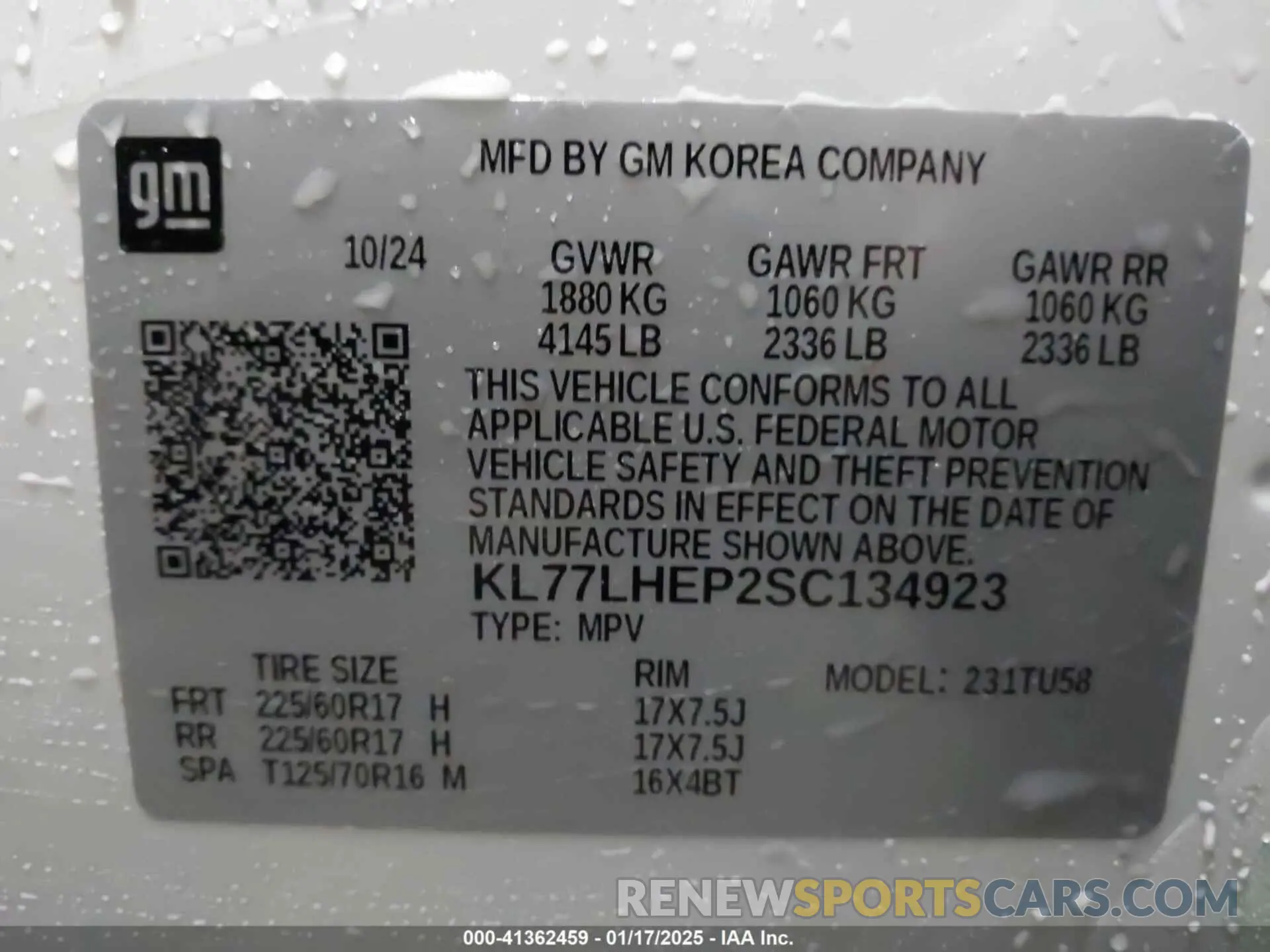 9 Фотография поврежденного автомобиля KL77LHEP2SC134923 CHEVROLET TRAX 2025