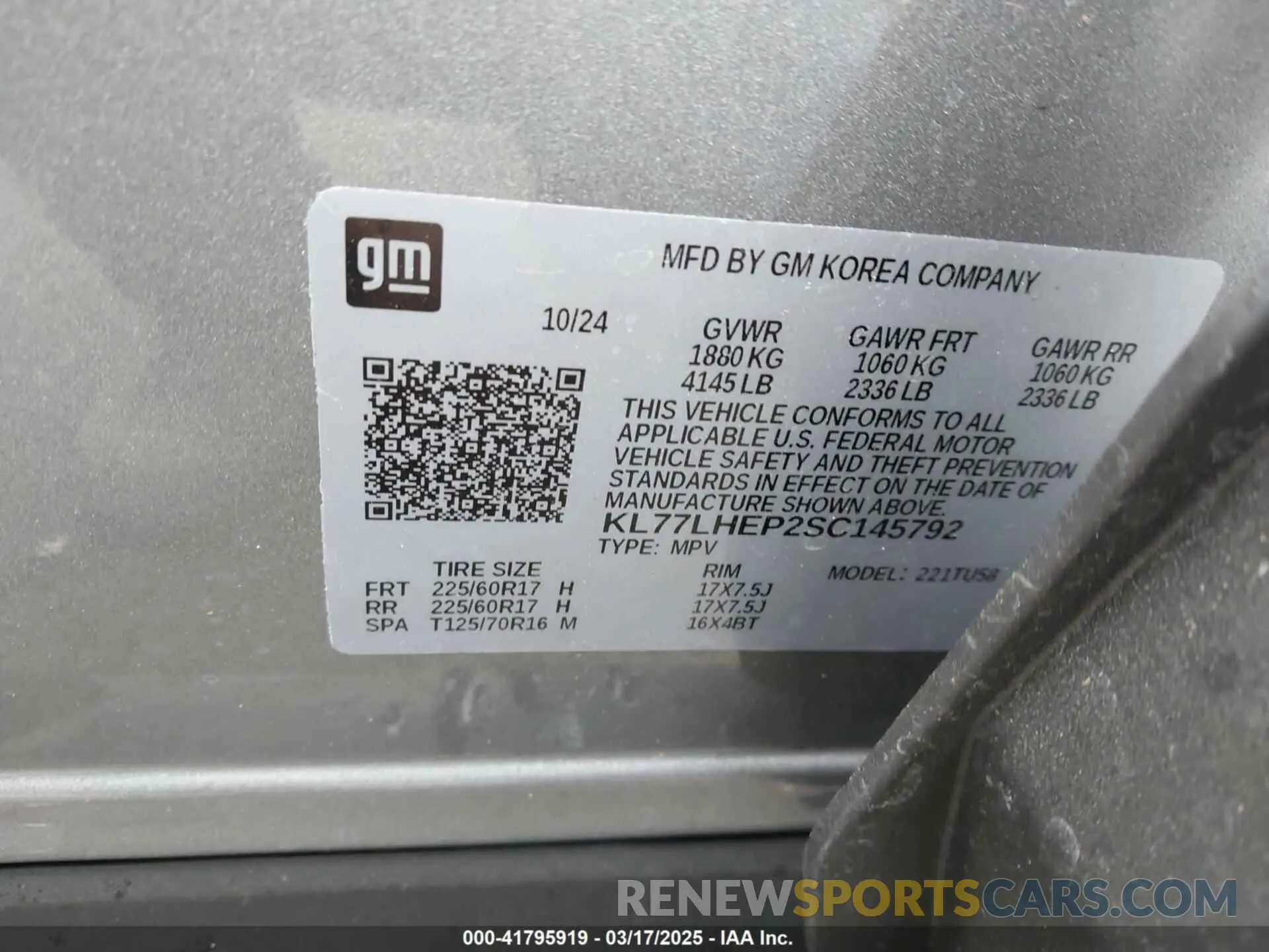 9 Фотография поврежденного автомобиля KL77LHEP2SC145792 CHEVROLET TRAX 2025