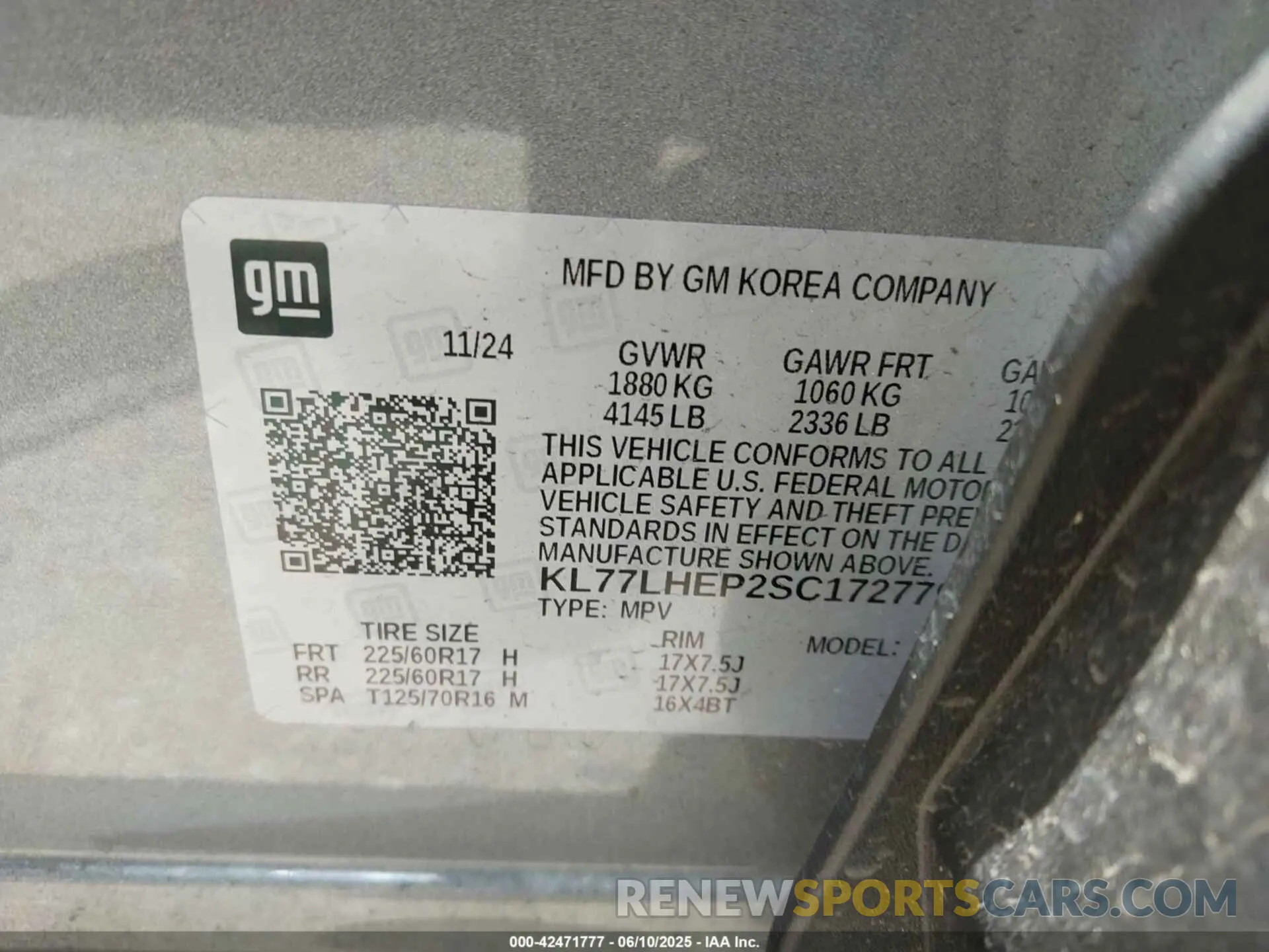 9 Photograph of a damaged car KL77LHEP2SC172779 CHEVROLET TRAX 2025