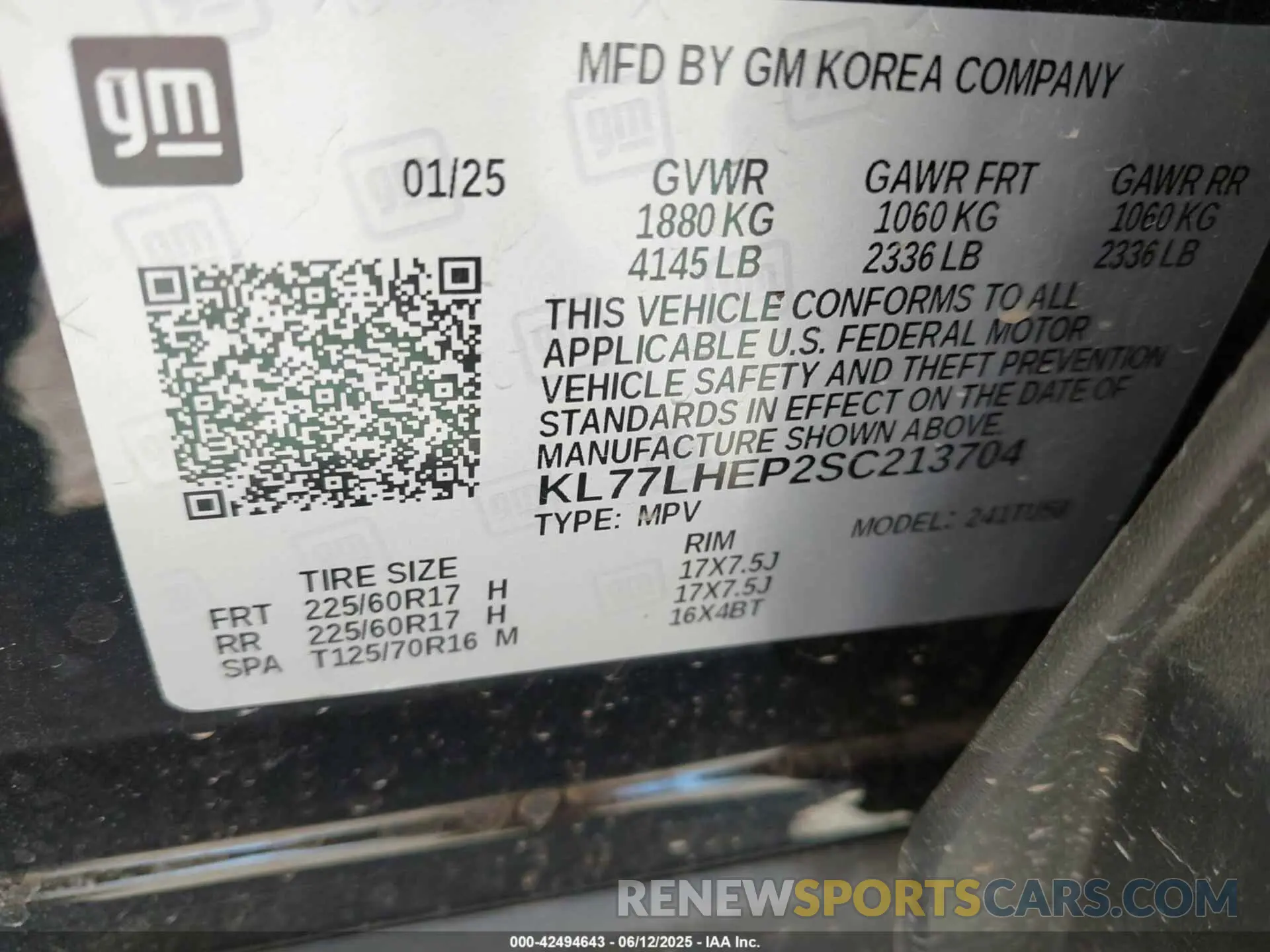 9 Photograph of a damaged car KL77LHEP2SC213704 CHEVROLET TRAX 2025