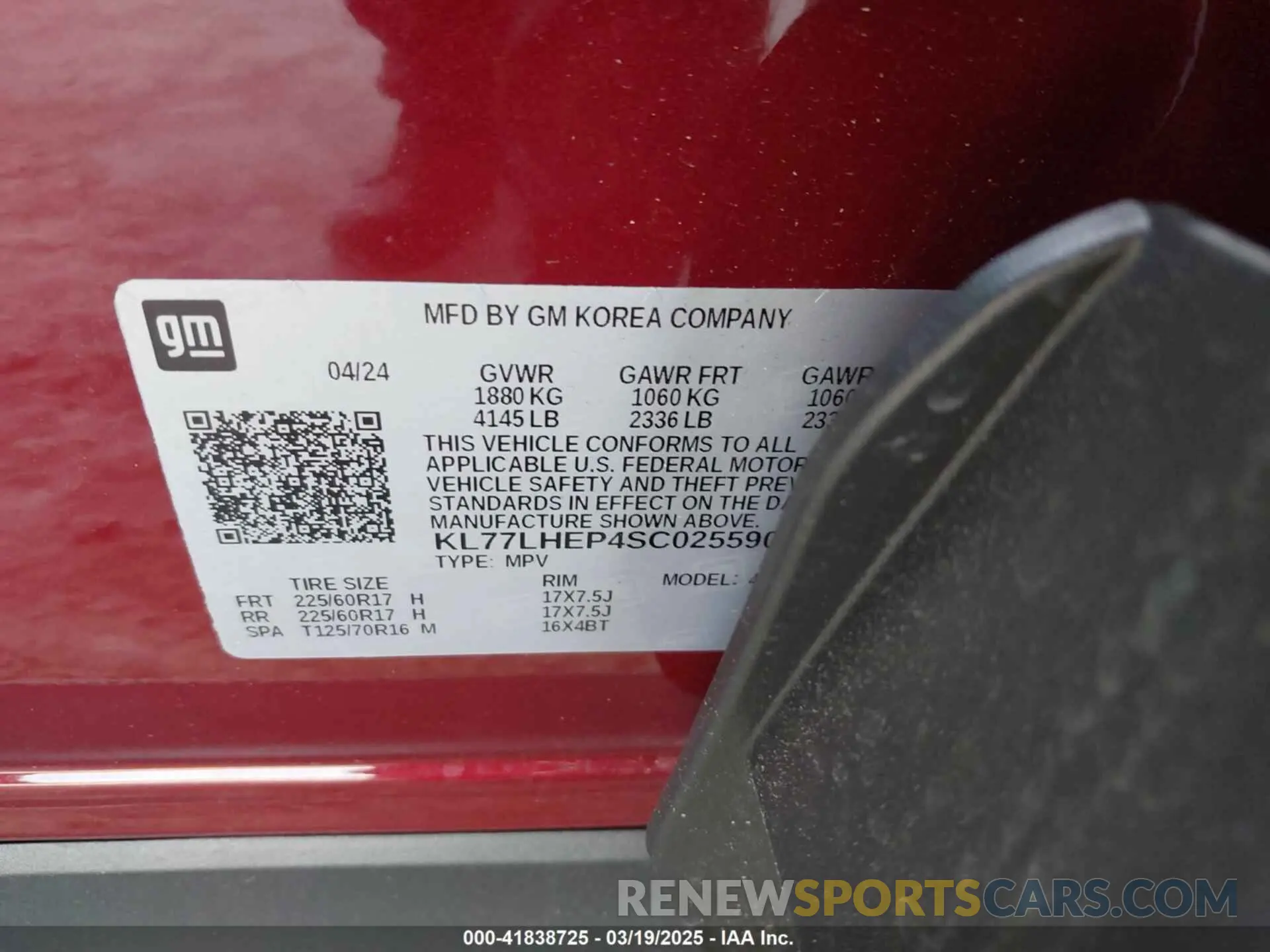 9 Фотография поврежденного автомобиля KL77LHEP4SC025590 CHEVROLET TRAX 2025