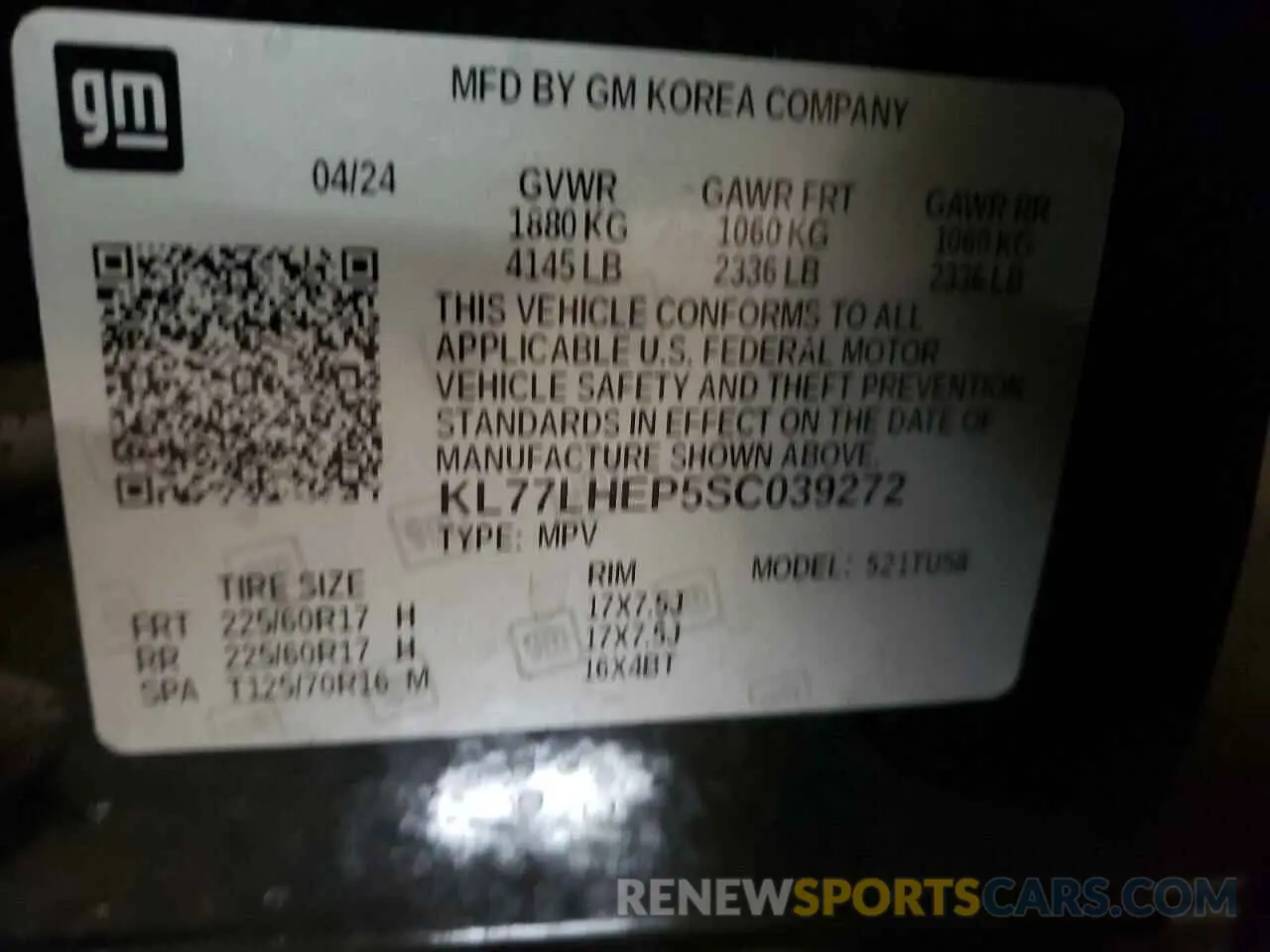 13 Фотография поврежденного автомобиля KL77LHEP5SC039272 CHEVROLET TRAX 2025