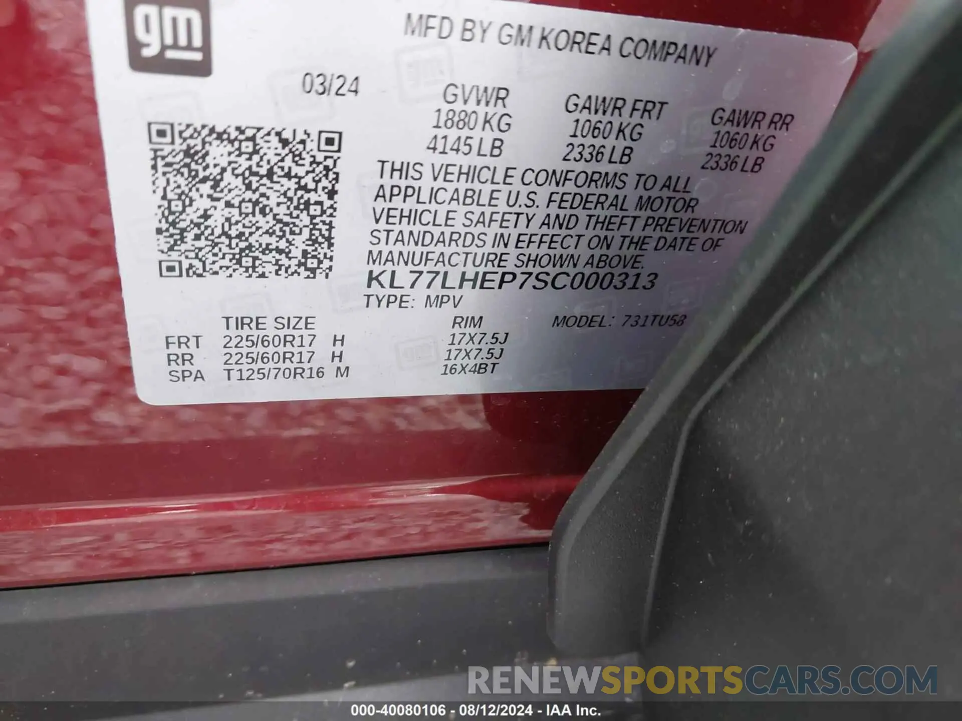 9 Photograph of a damaged car KL77LHEP7SC000313 CHEVROLET TRAX 2025