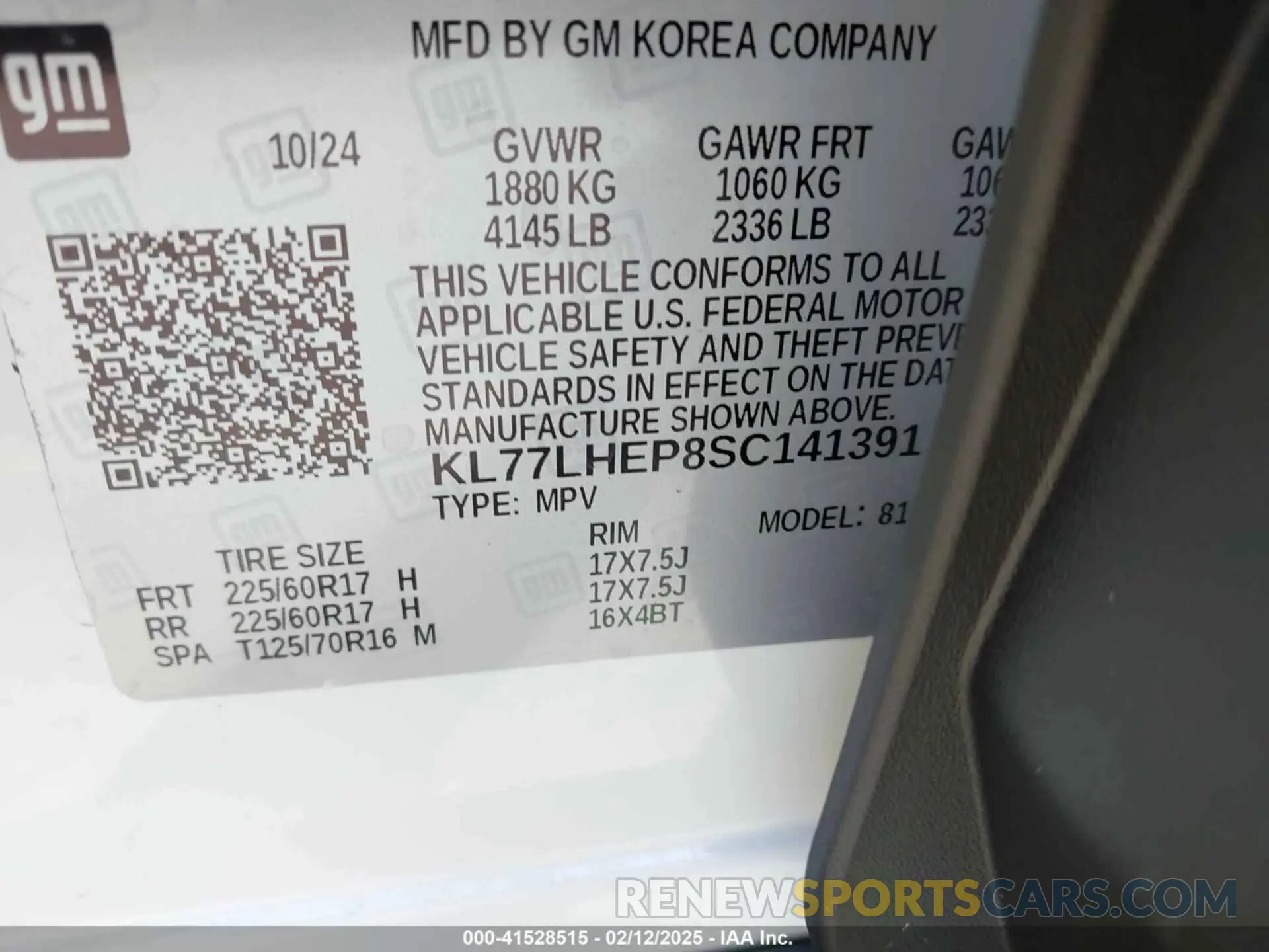9 Фотография поврежденного автомобиля KL77LHEP8SC141391 CHEVROLET TRAX 2025