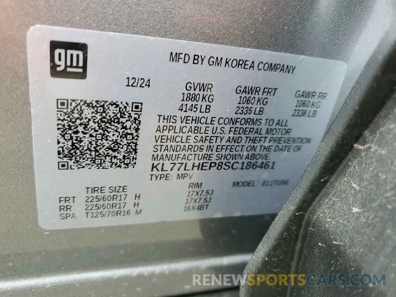 12 Photograph of a damaged car KL77LHEP8SC186461 CHEVROLET TRAX 2025