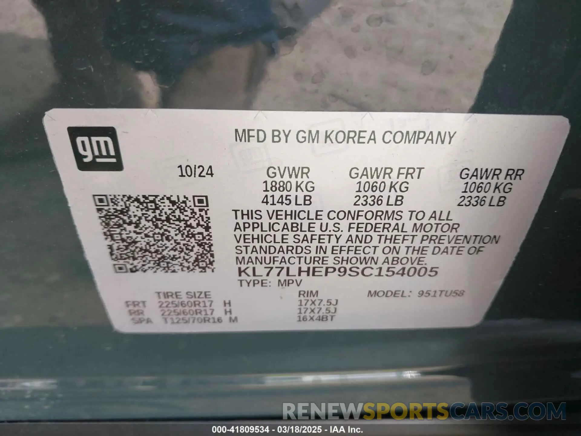 9 Фотография поврежденного автомобиля KL77LHEP9SC154005 CHEVROLET TRAX 2025