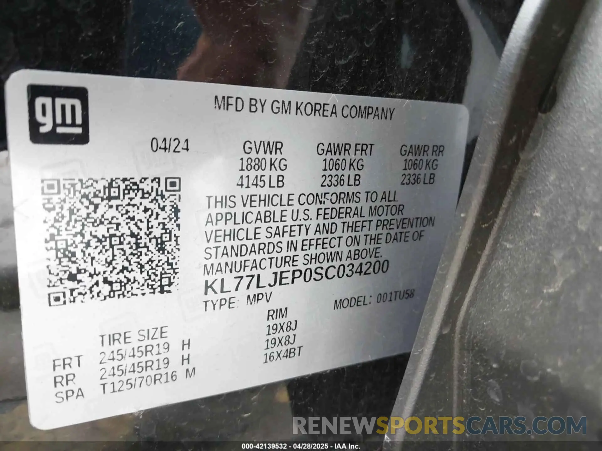 9 Фотография поврежденного автомобиля KL77LJEP0SC034200 CHEVROLET TRAX 2025