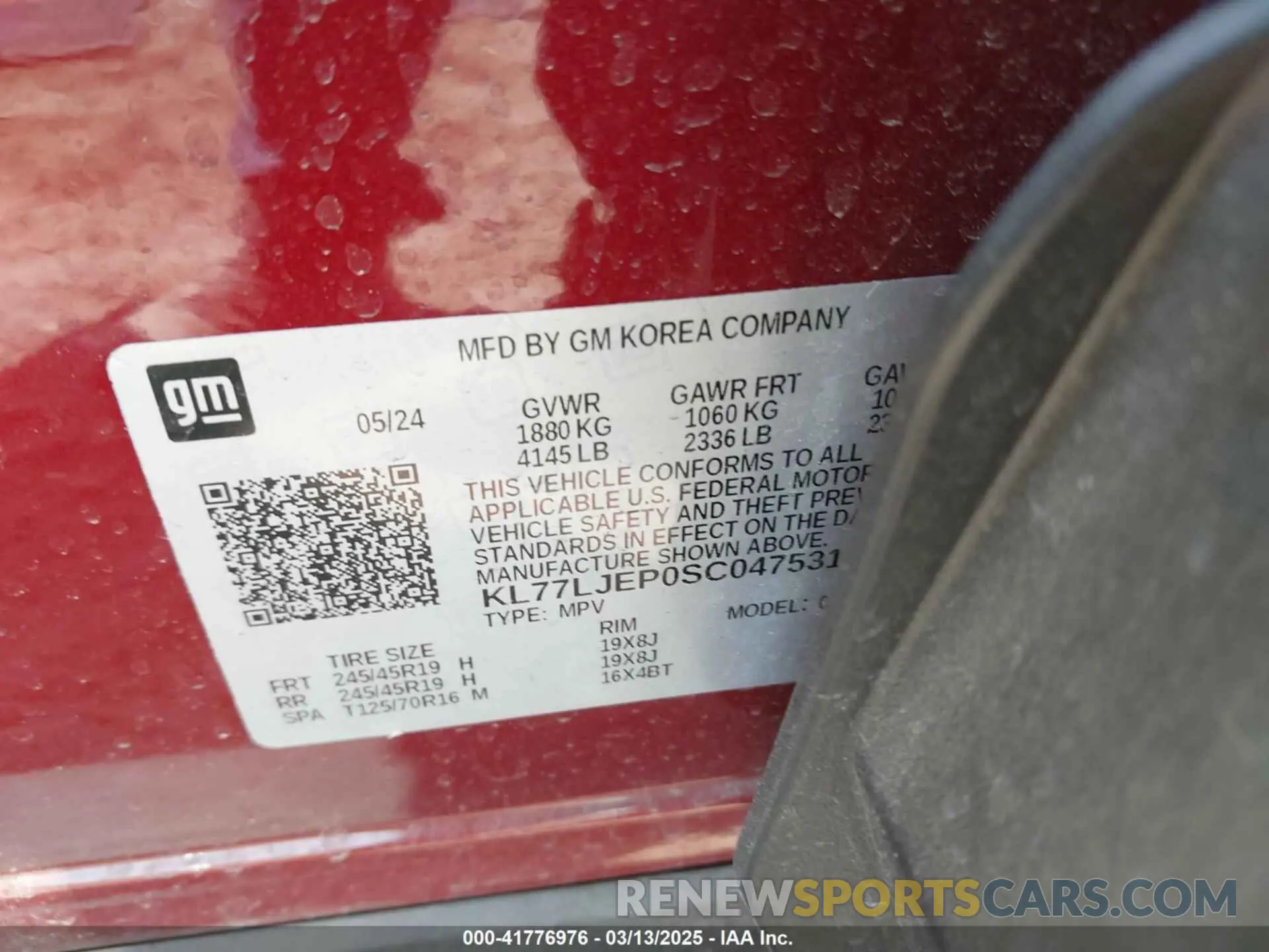 9 Photograph of a damaged car KL77LJEP0SC047531 CHEVROLET TRAX 2025