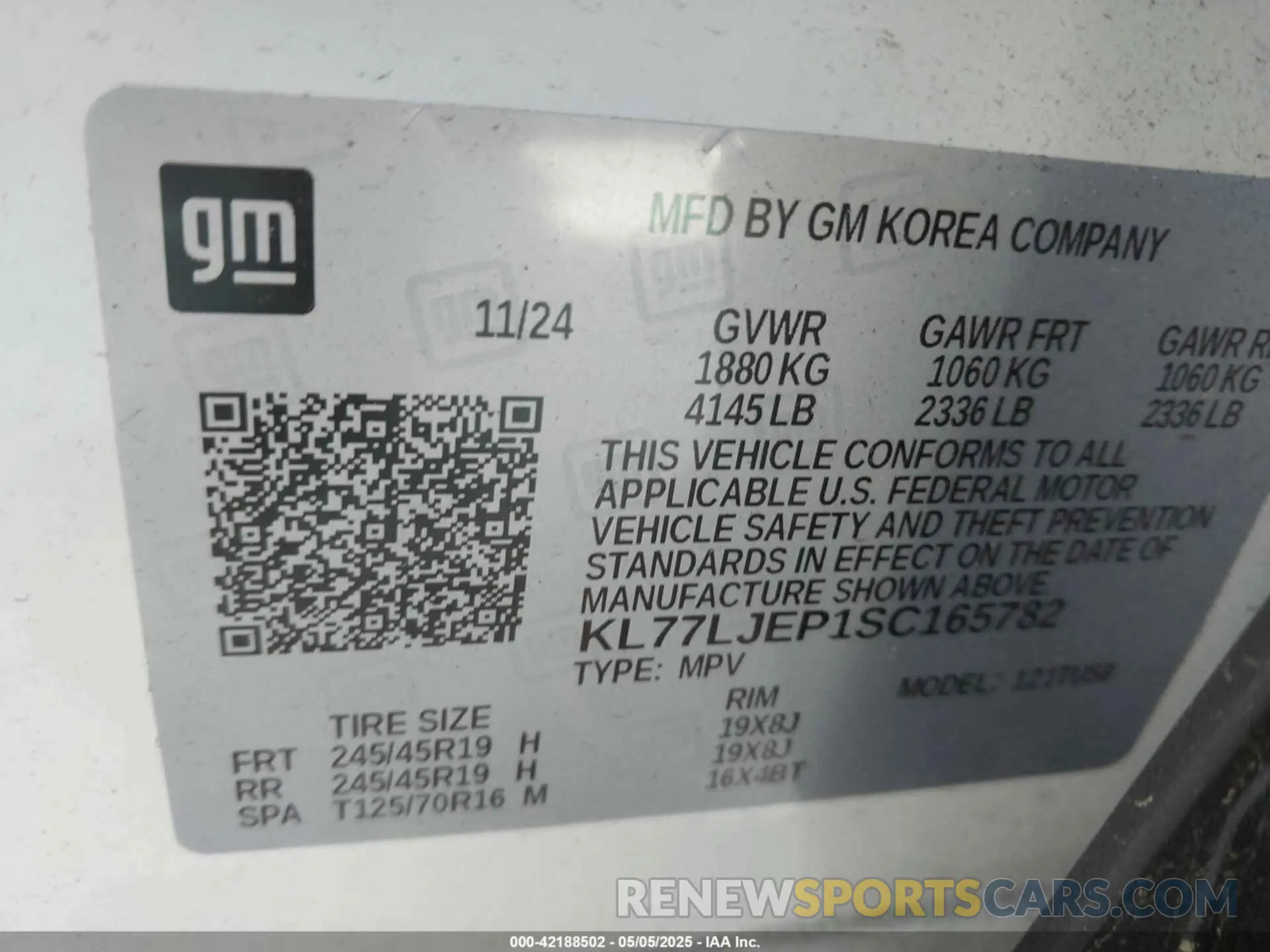 9 Фотография поврежденного автомобиля KL77LJEP1SC165782 CHEVROLET TRAX 2025