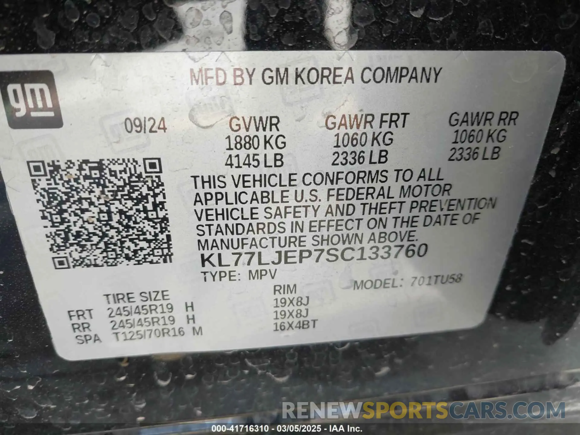 9 Фотография поврежденного автомобиля KL77LJEP7SC133760 CHEVROLET TRAX 2025