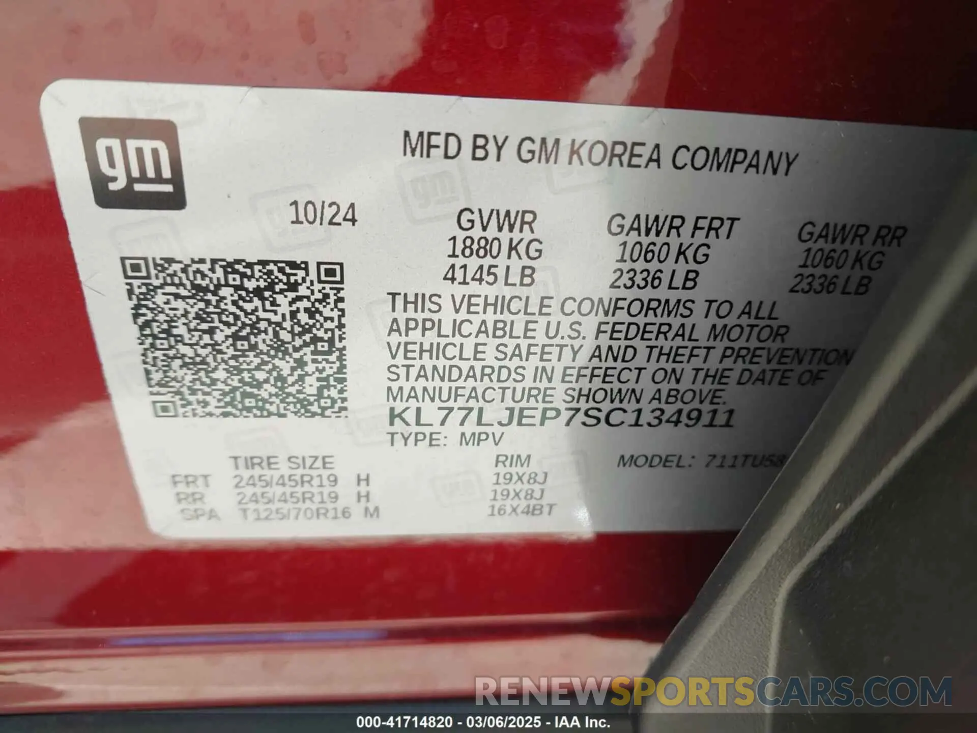 9 Фотография поврежденного автомобиля KL77LJEP7SC134911 CHEVROLET TRAX 2025