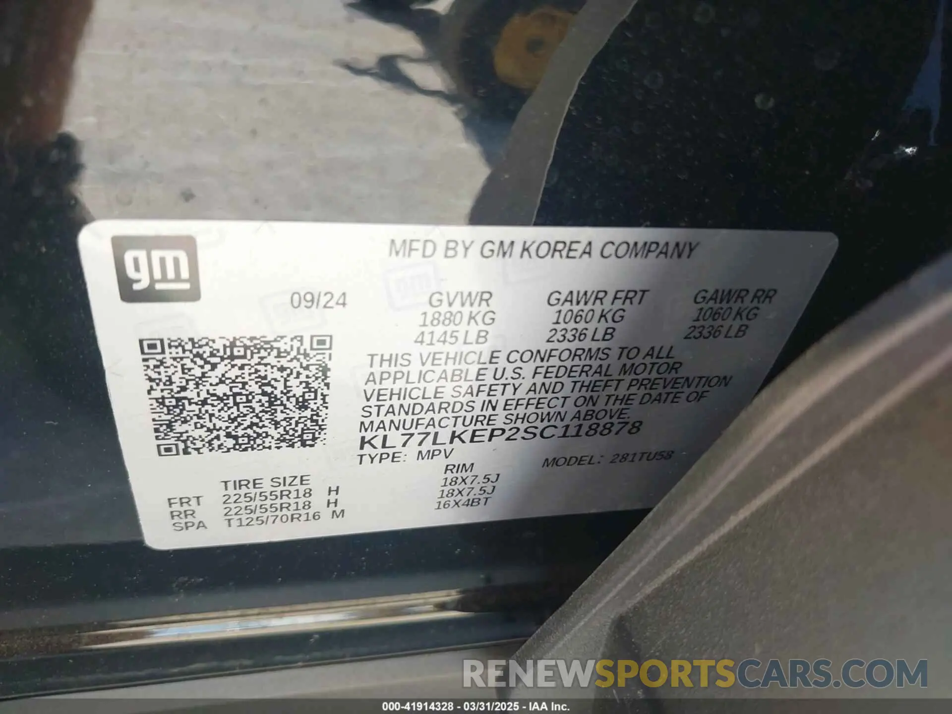 9 Photograph of a damaged car KL77LKEP2SC118878 CHEVROLET TRAX 2025