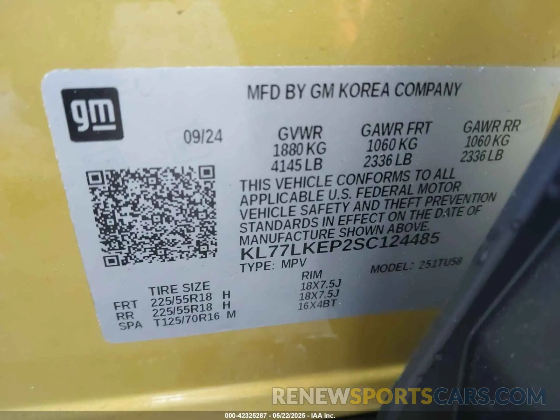 9 Photograph of a damaged car KL77LKEP2SC124485 CHEVROLET TRAX 2025