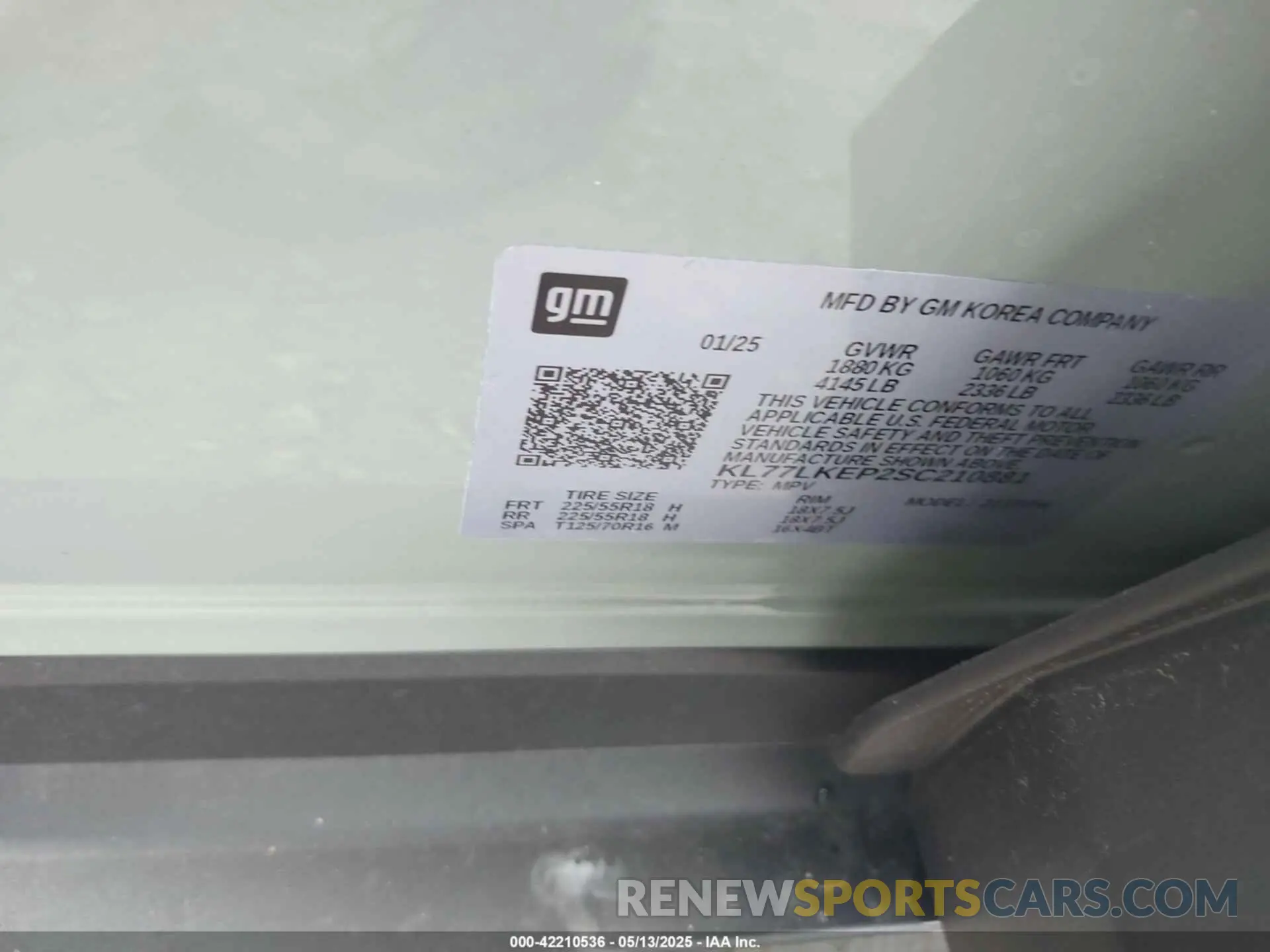 9 Фотография поврежденного автомобиля KL77LKEP2SC210881 CHEVROLET TRAX 2025