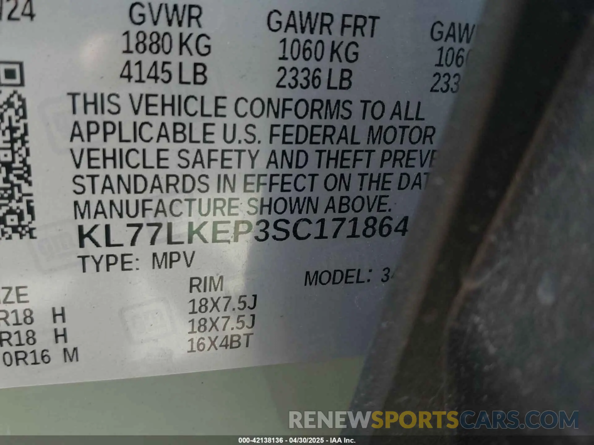 9 Фотография поврежденного автомобиля KL77LKEP3SC171864 CHEVROLET TRAX 2025