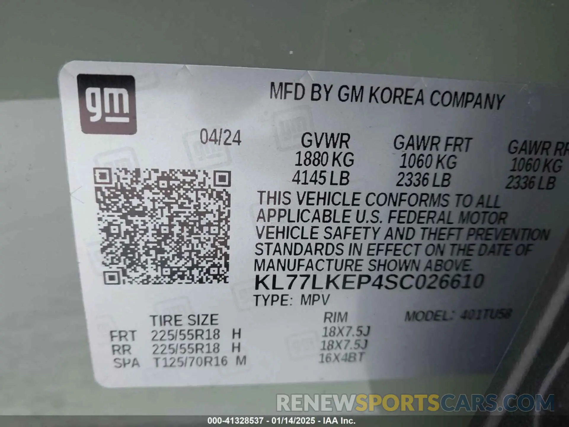 9 Photograph of a damaged car KL77LKEP4SC026610 CHEVROLET TRAX 2025