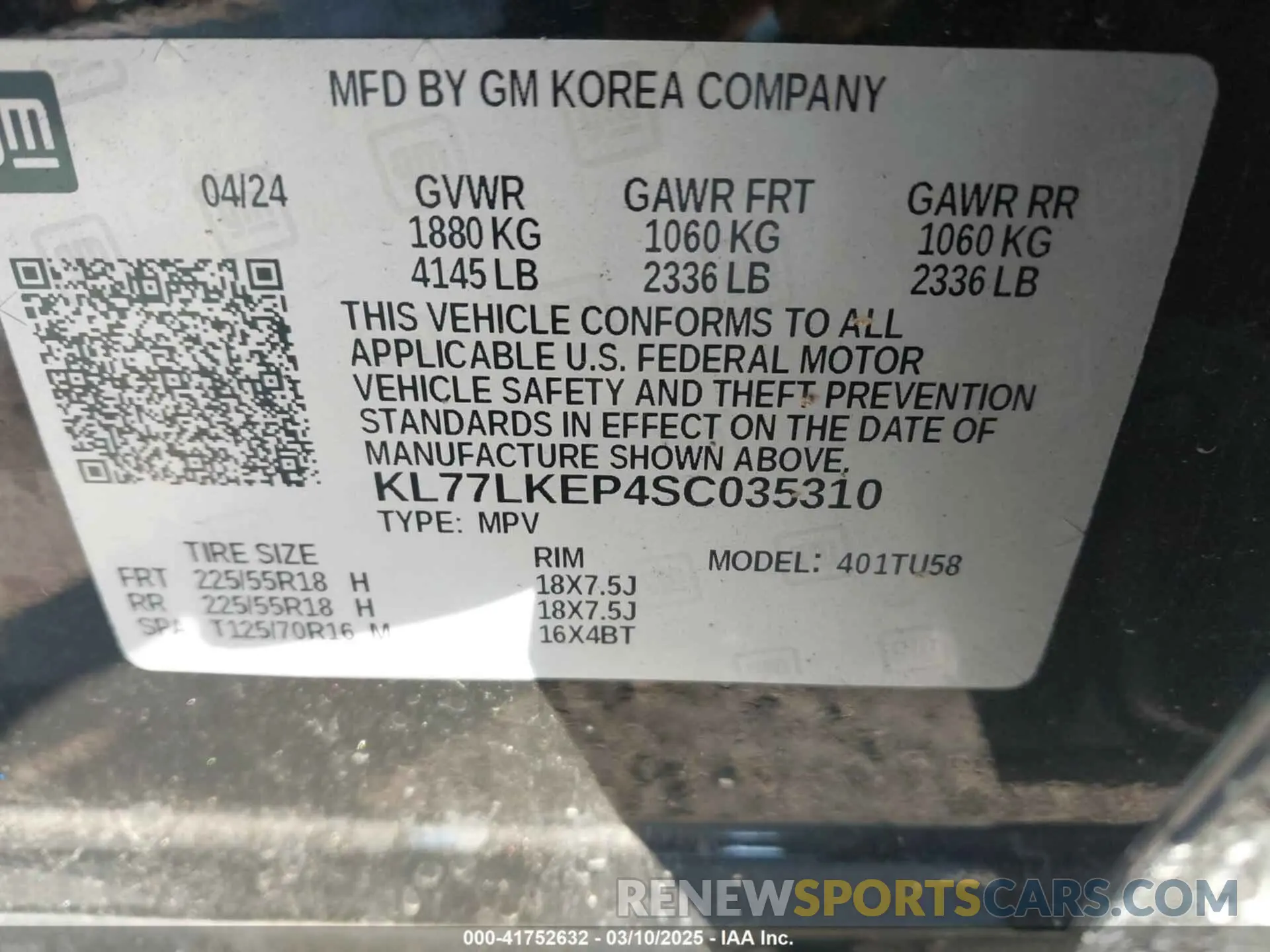 9 Фотография поврежденного автомобиля KL77LKEP4SC035310 CHEVROLET TRAX 2025