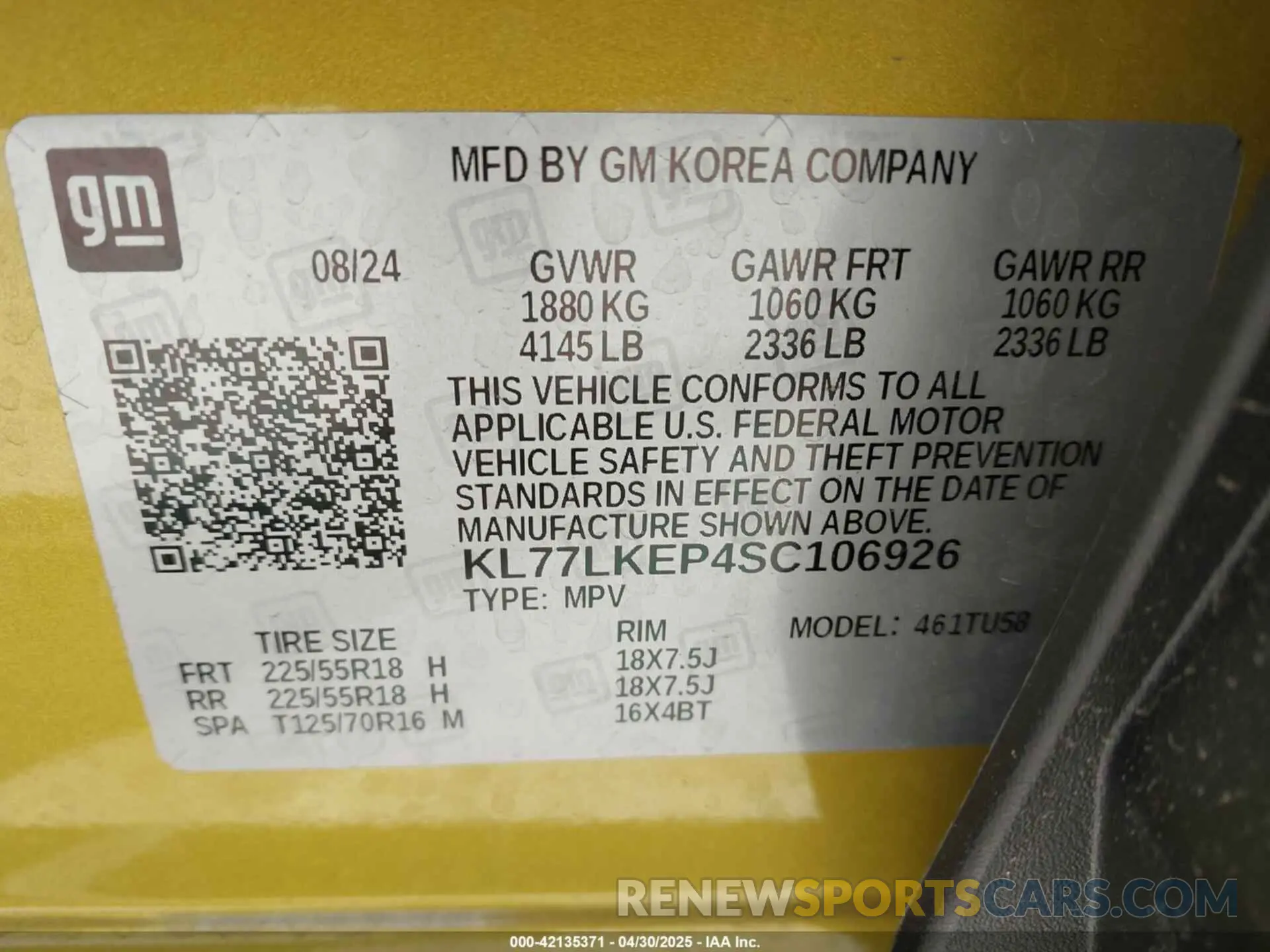 9 Photograph of a damaged car KL77LKEP4SC106926 CHEVROLET TRAX 2025