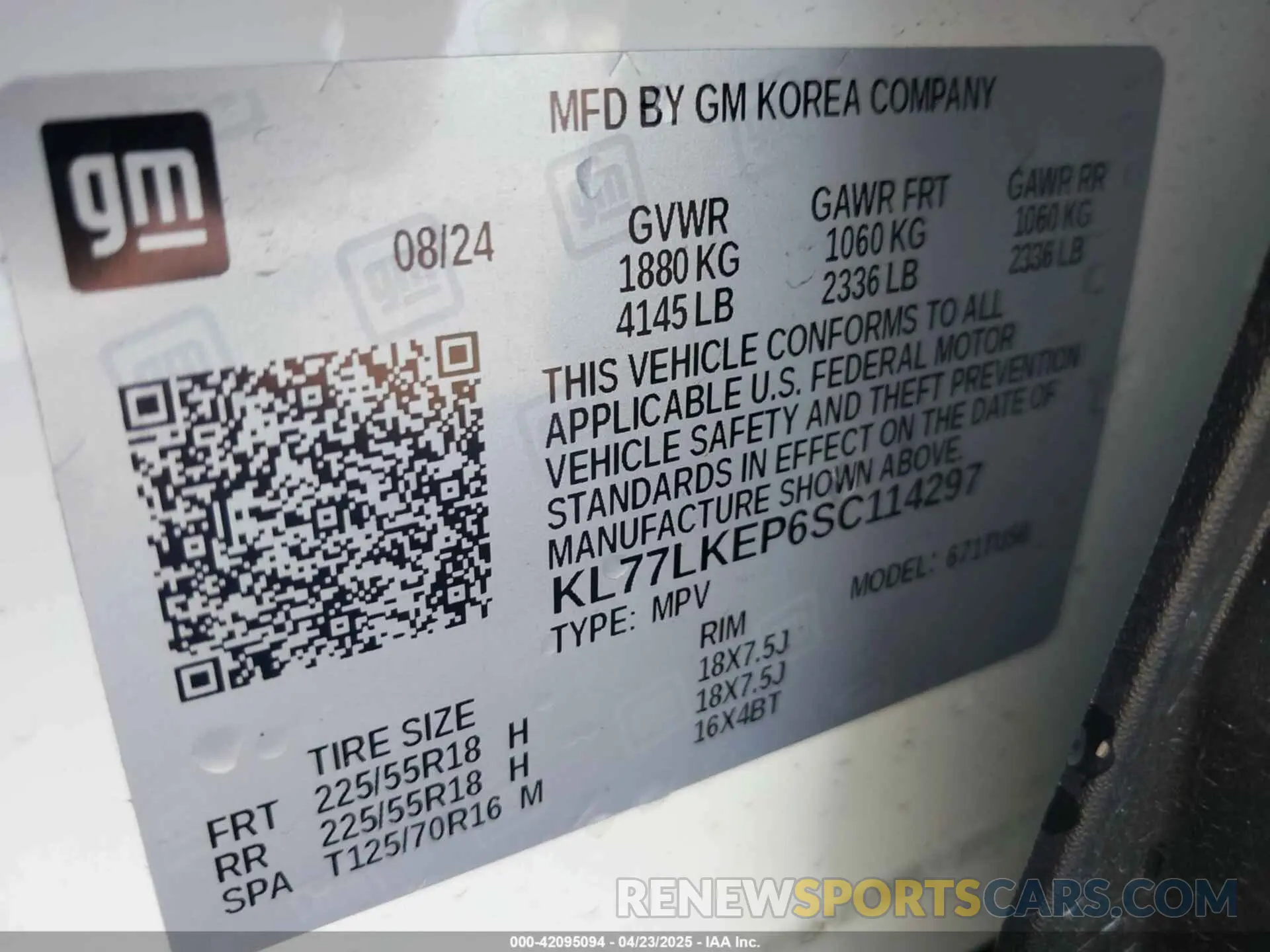 9 Photograph of a damaged car KL77LKEP6SC114297 CHEVROLET TRAX 2025