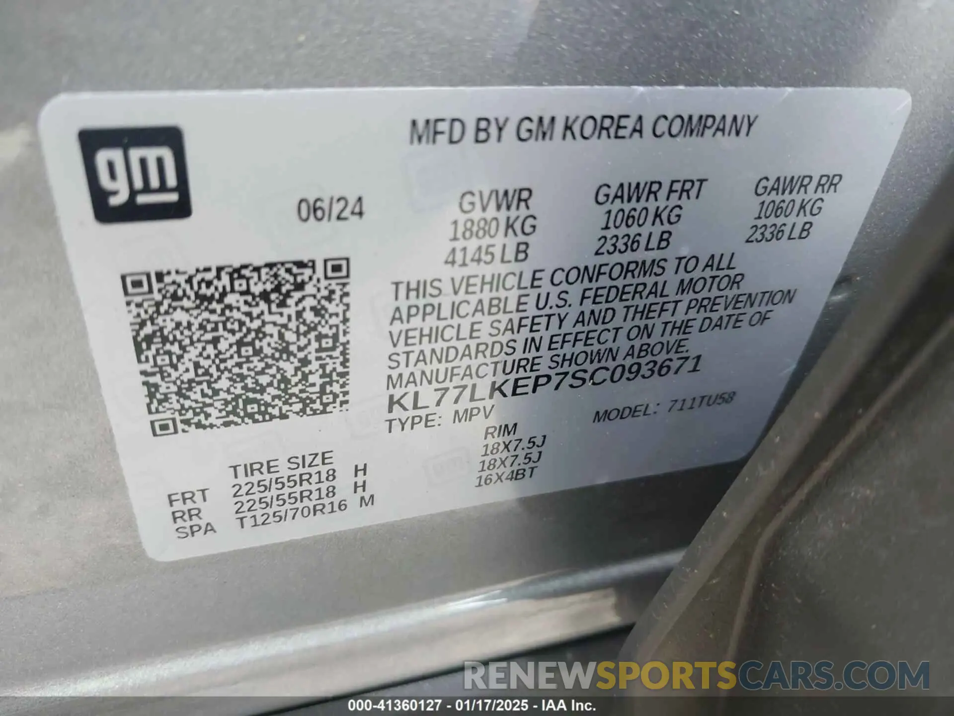 9 Photograph of a damaged car KL77LKEP7SC093671 CHEVROLET TRAX 2025