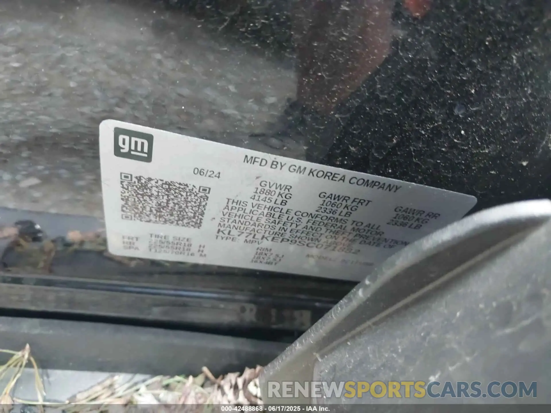 9 Photograph of a damaged car KL77LKEP9SC071882 CHEVROLET TRAX 2025