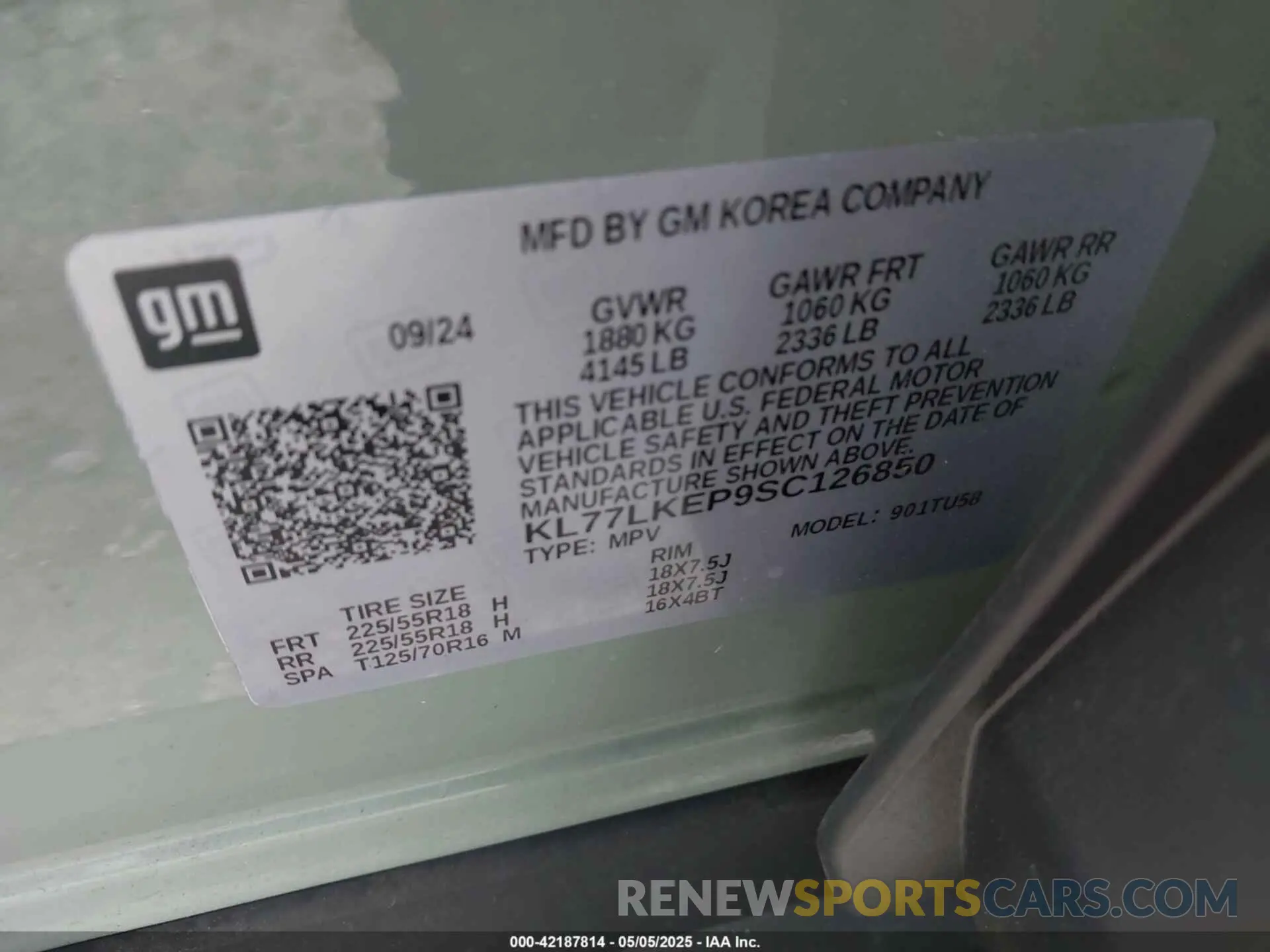 9 Фотография поврежденного автомобиля KL77LKEP9SC126850 CHEVROLET TRAX 2025