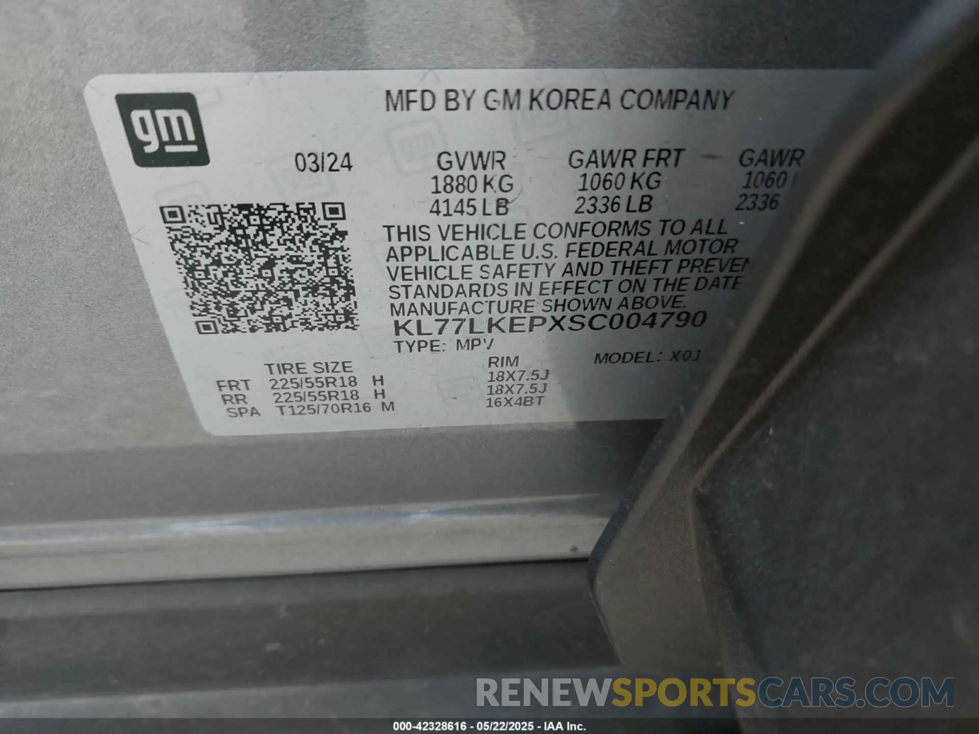 9 Фотография поврежденного автомобиля KL77LKEPXSC004790 CHEVROLET TRAX 2025